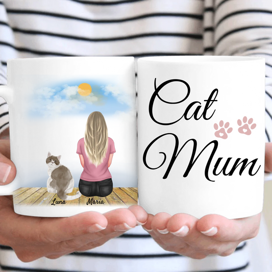 Personalised Cat Mum with Paws Mug