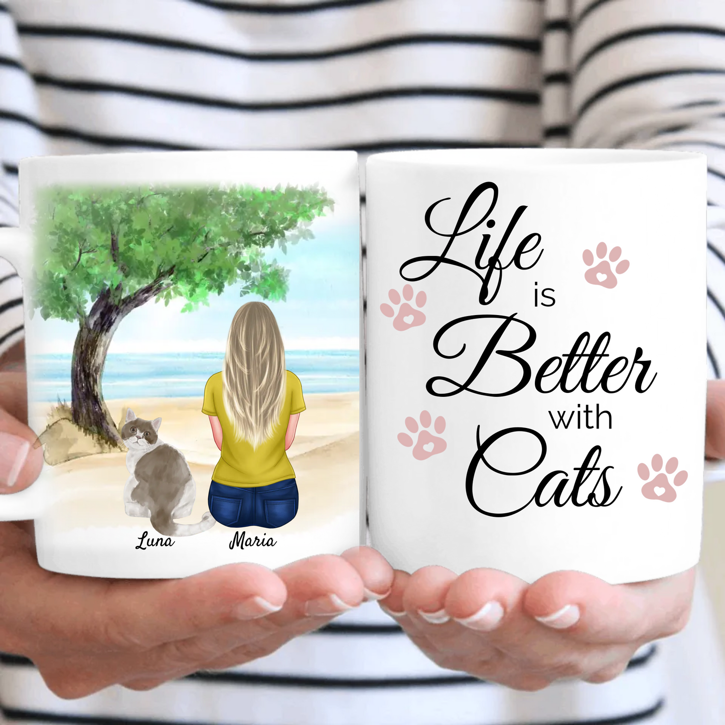 Personalised Life is better with Cats Mug