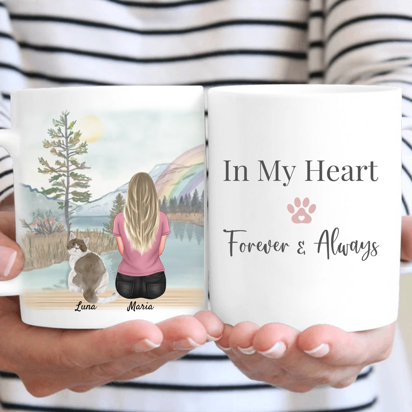 Personalised Always in My Heart Cat Mug