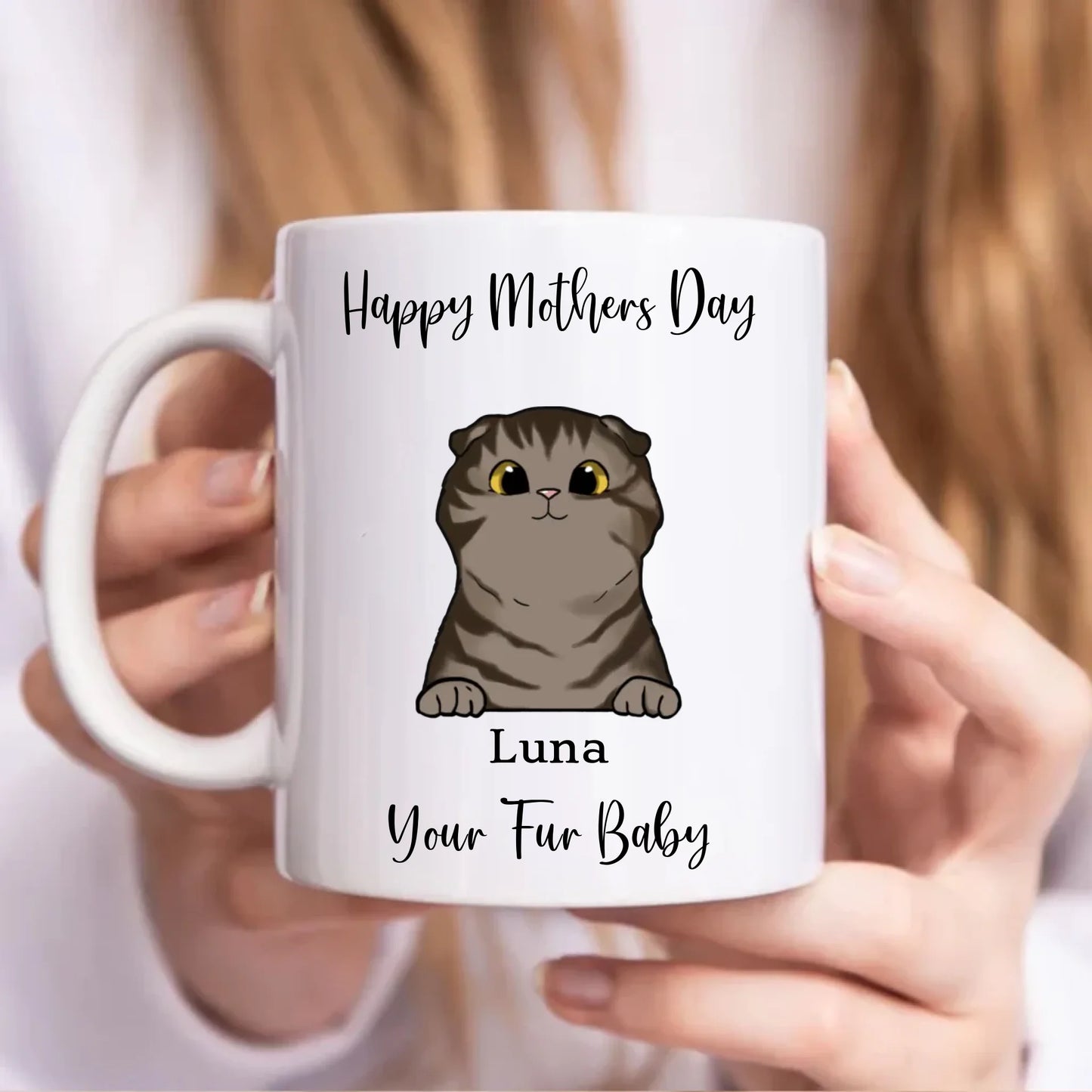 Personalised Happy Mothers Day Cat Mug
