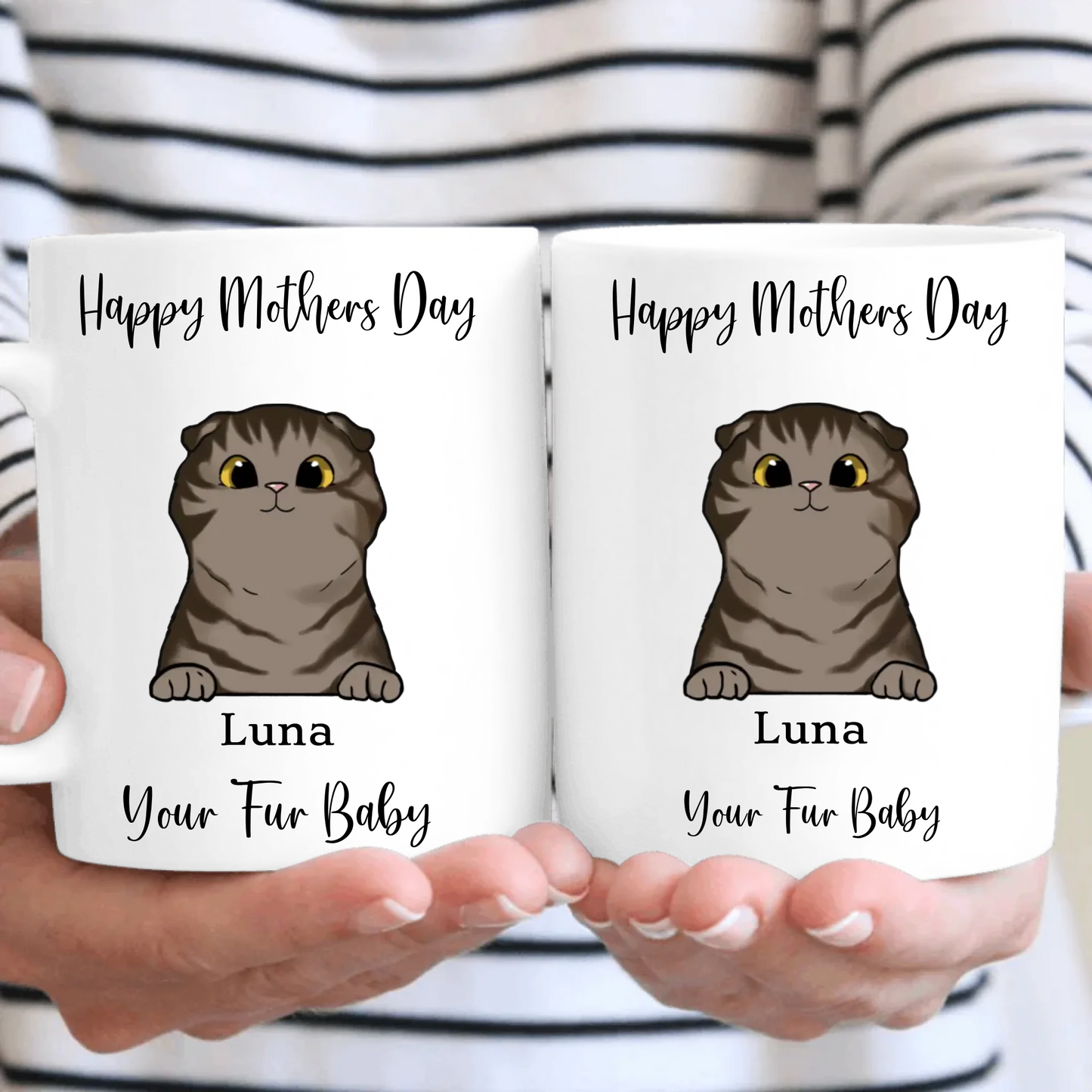 Personalised Happy Mothers Day Cat Mug
