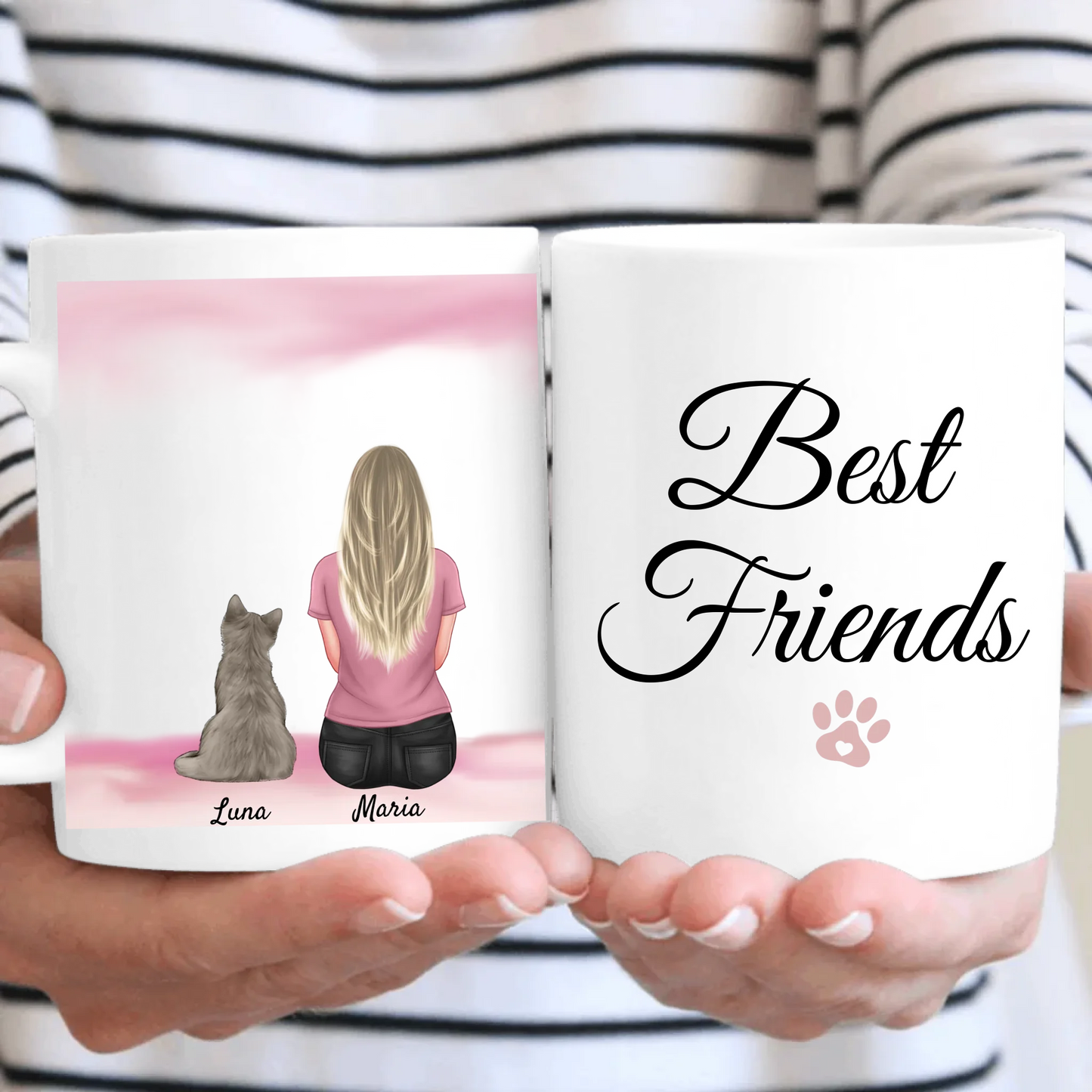 British Shorthair Grey Best Friends Personalised Cat Mug