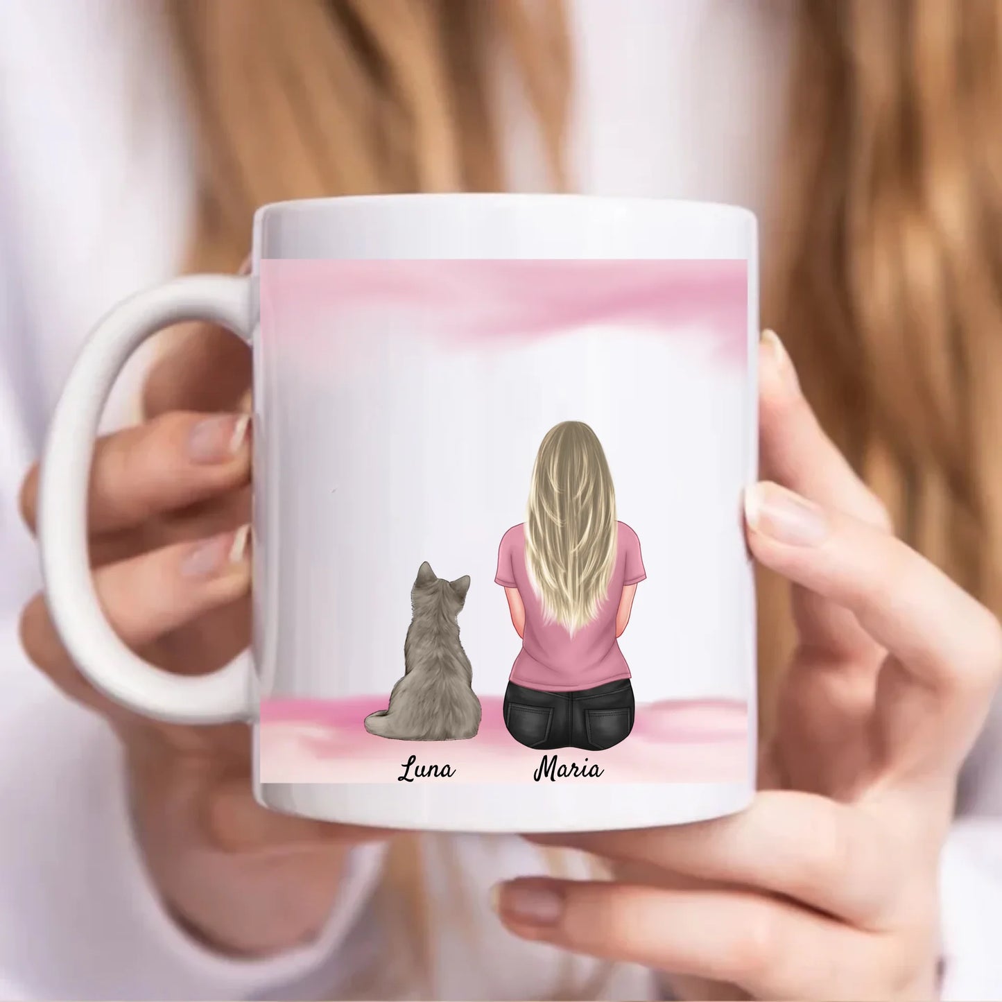 British Shorthair Grey Best Friends Personalised Cat Mug