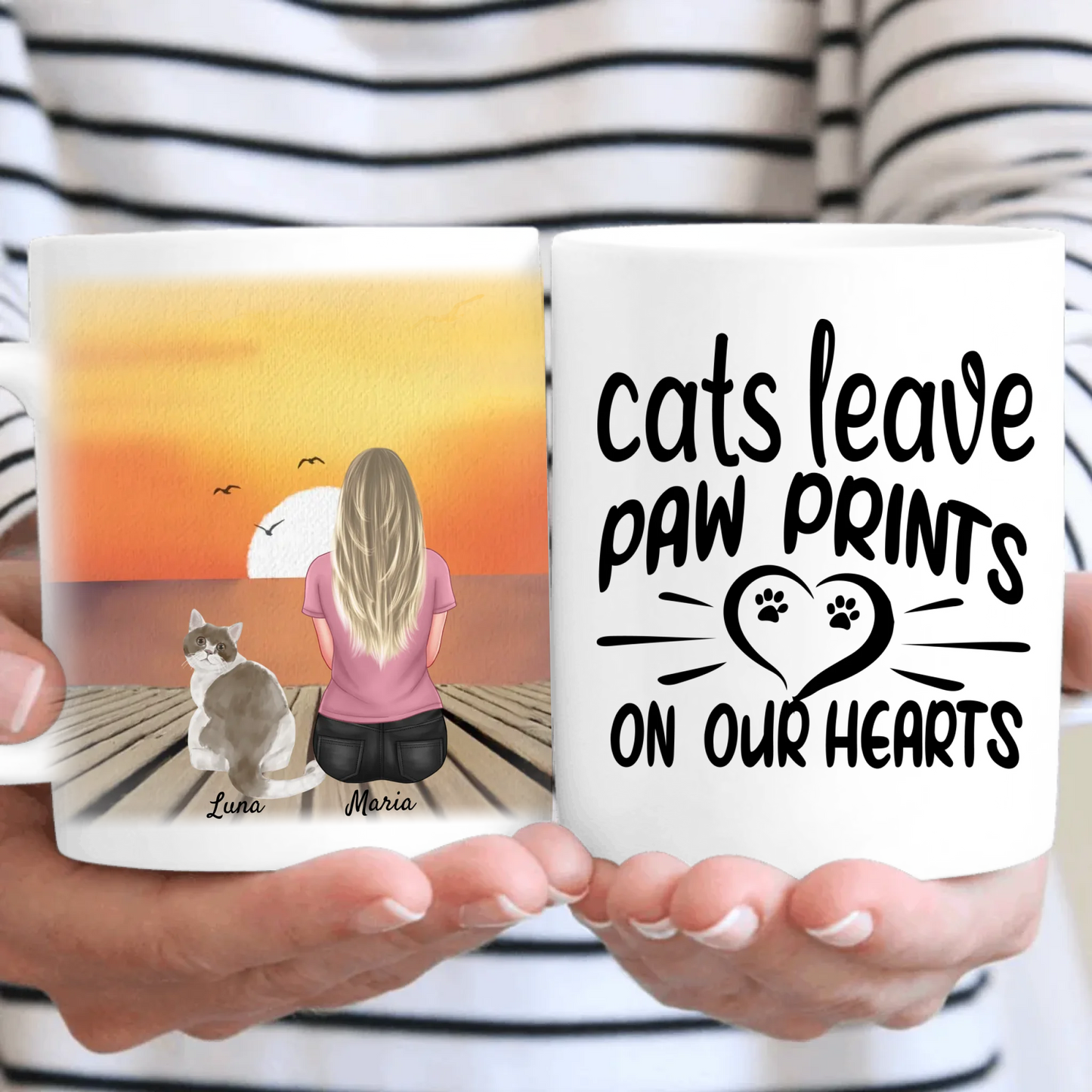 Cats Leave Paw Prints on Our Hearts Personalised Mug