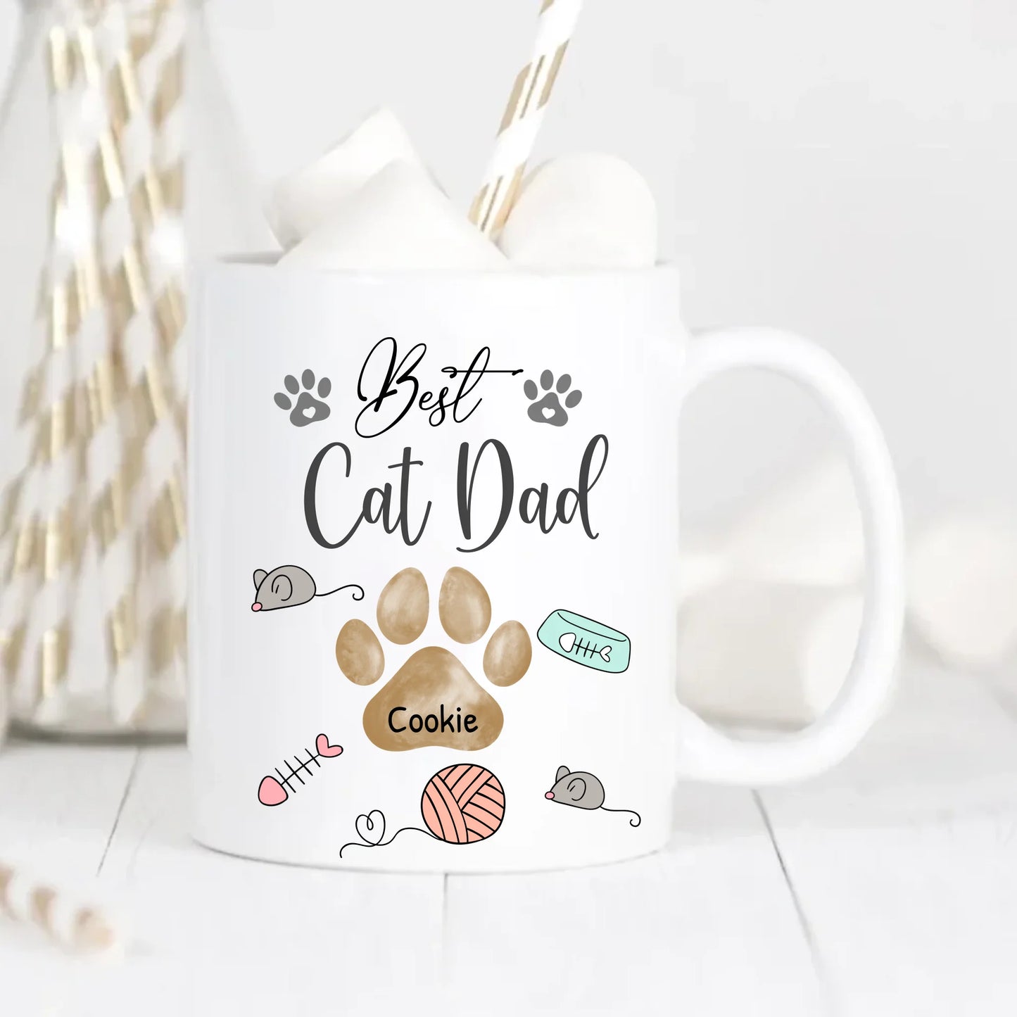 Best Cat Dad Paws Personalised Mug
