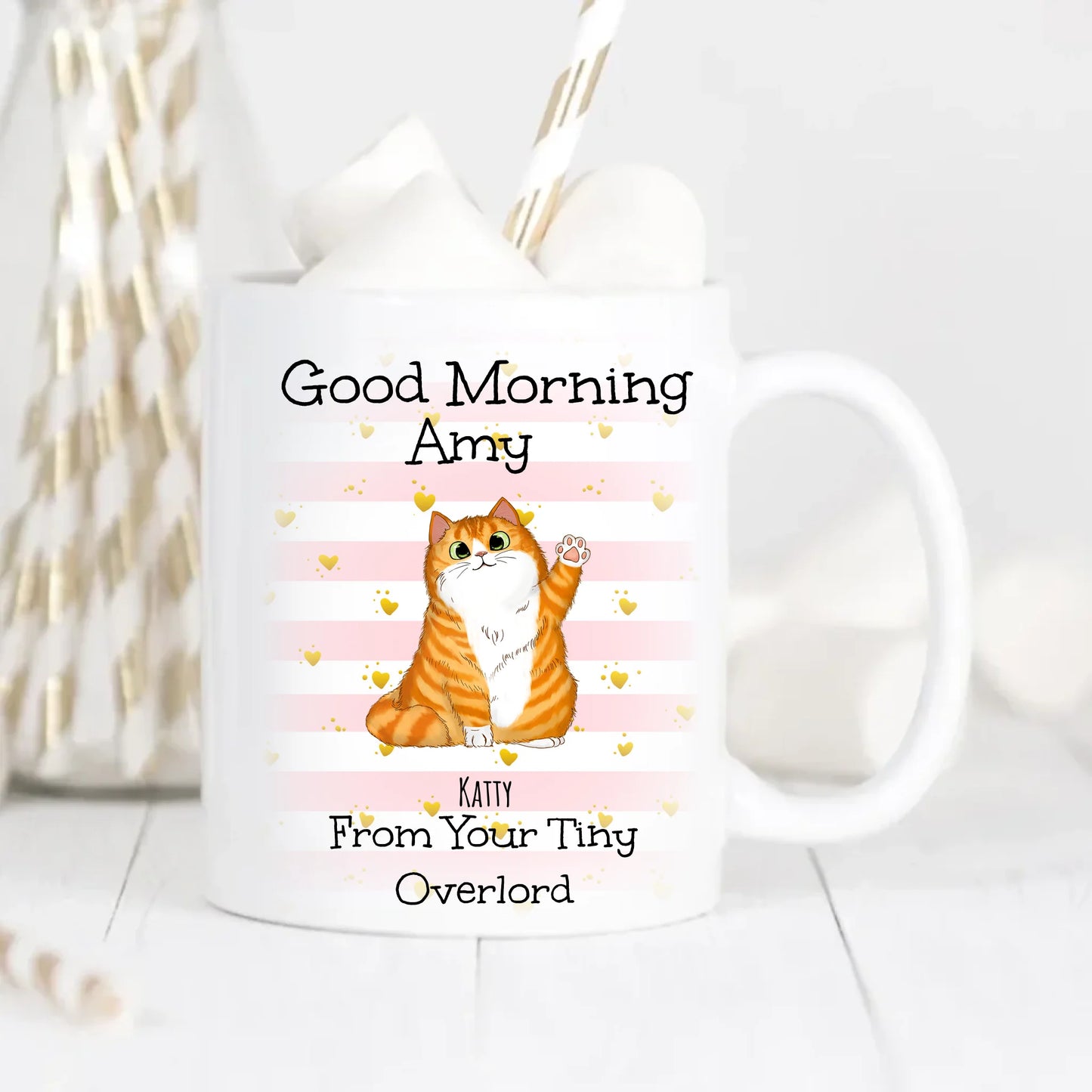 Good morning from your Tiny Overlords Personalised Cat Mug