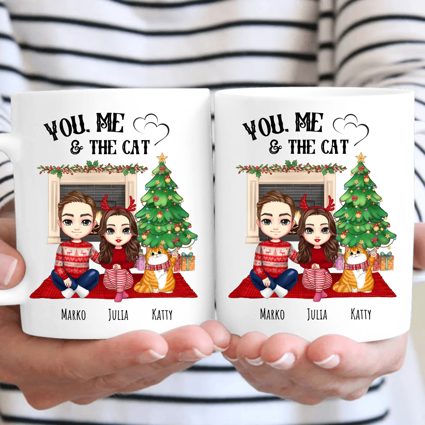 You Me & the Cats - Personalized Christmas Mug