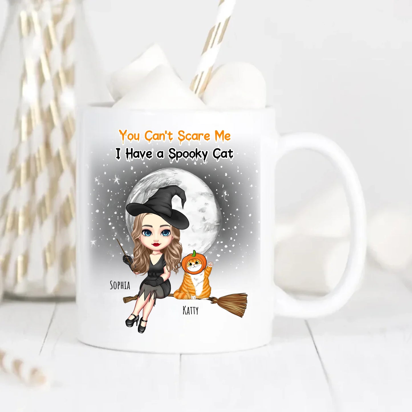You Can't Scare Me I Have Spooky Cats Personalised Halloween Cat Mug