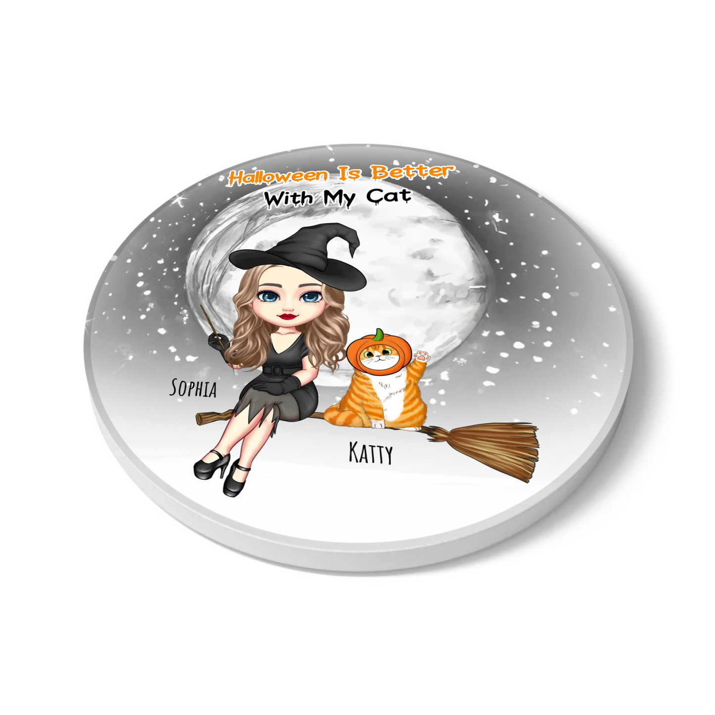 Halloween Is Better With My Cats Personalised Cat Coaster