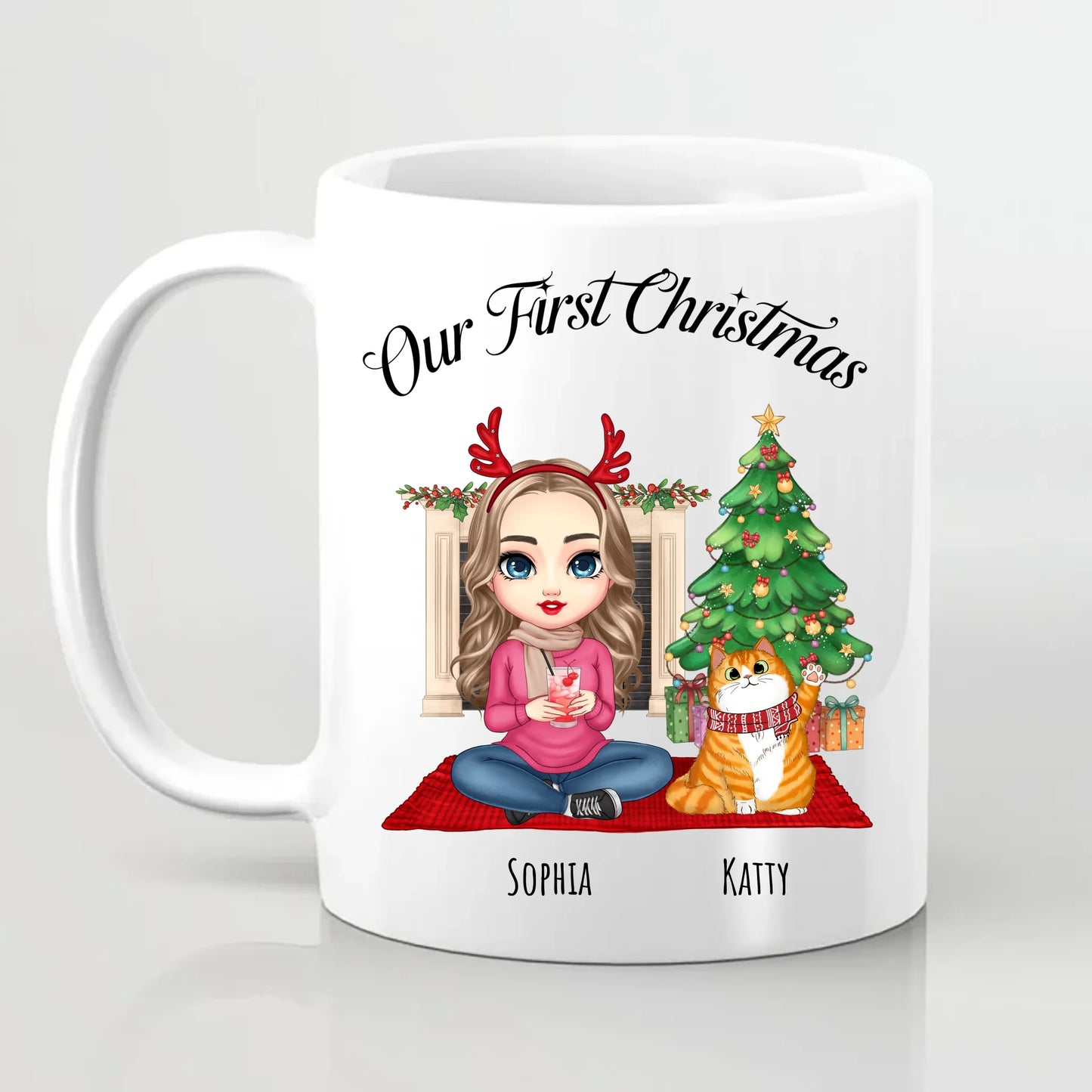 Our First Christmas Personalised Cat Mum Mug
