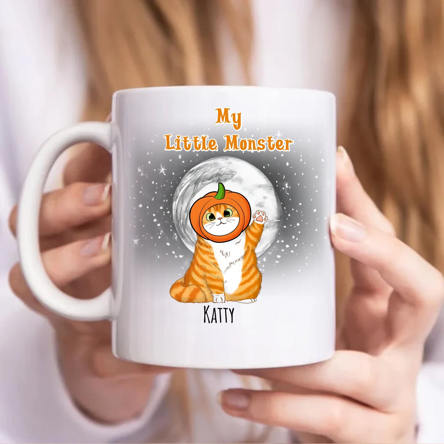My Little Monsters Personalised Cat Halloween Mug