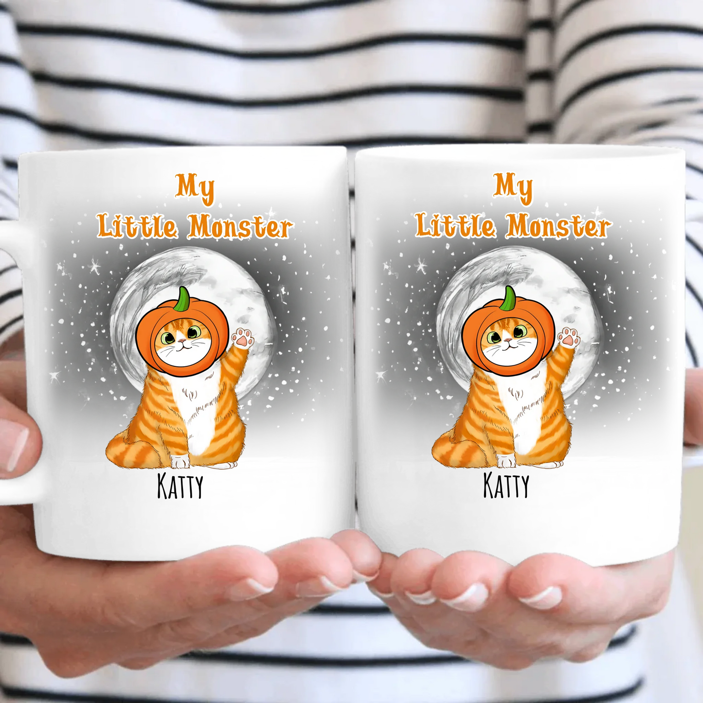 My Little Monsters Personalised Cat Halloween Mug