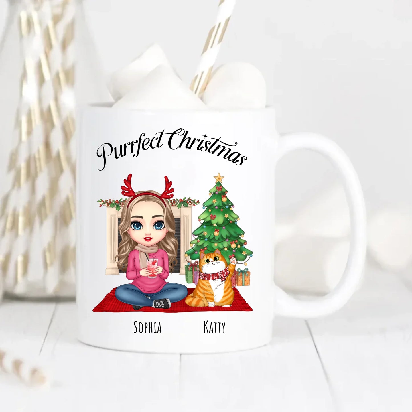 Purrfect Christmas Personalised Cat Mum Mug
