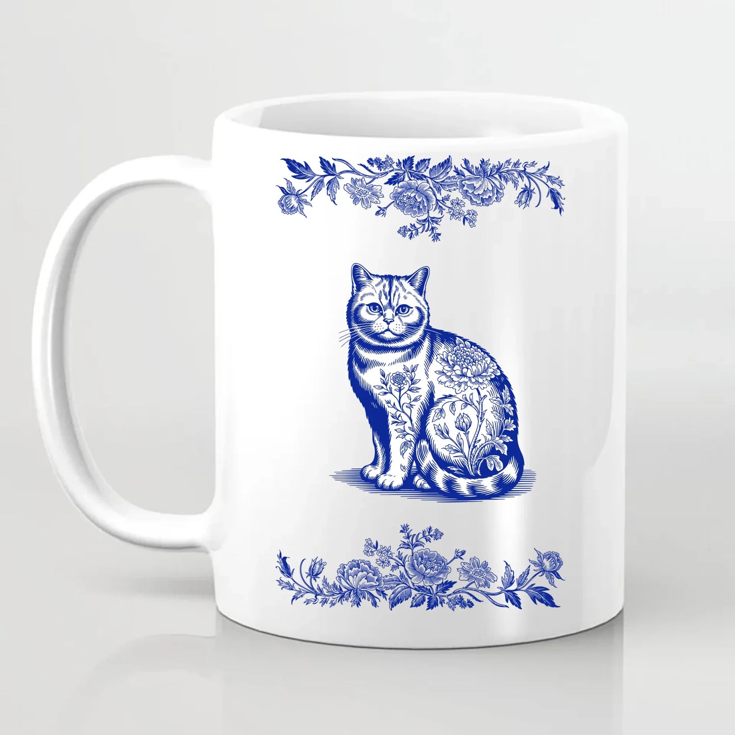 Personalised Cat Chinoiserie Toile de Jouy Mug
