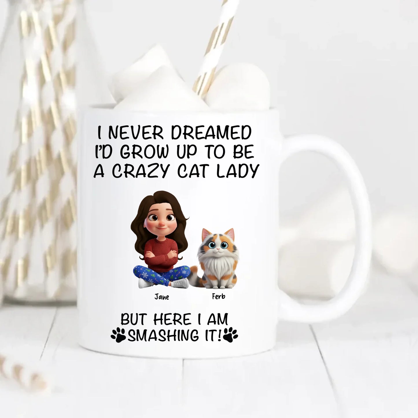 Crazy Cat Lady, Smashing It! Personalised Mug