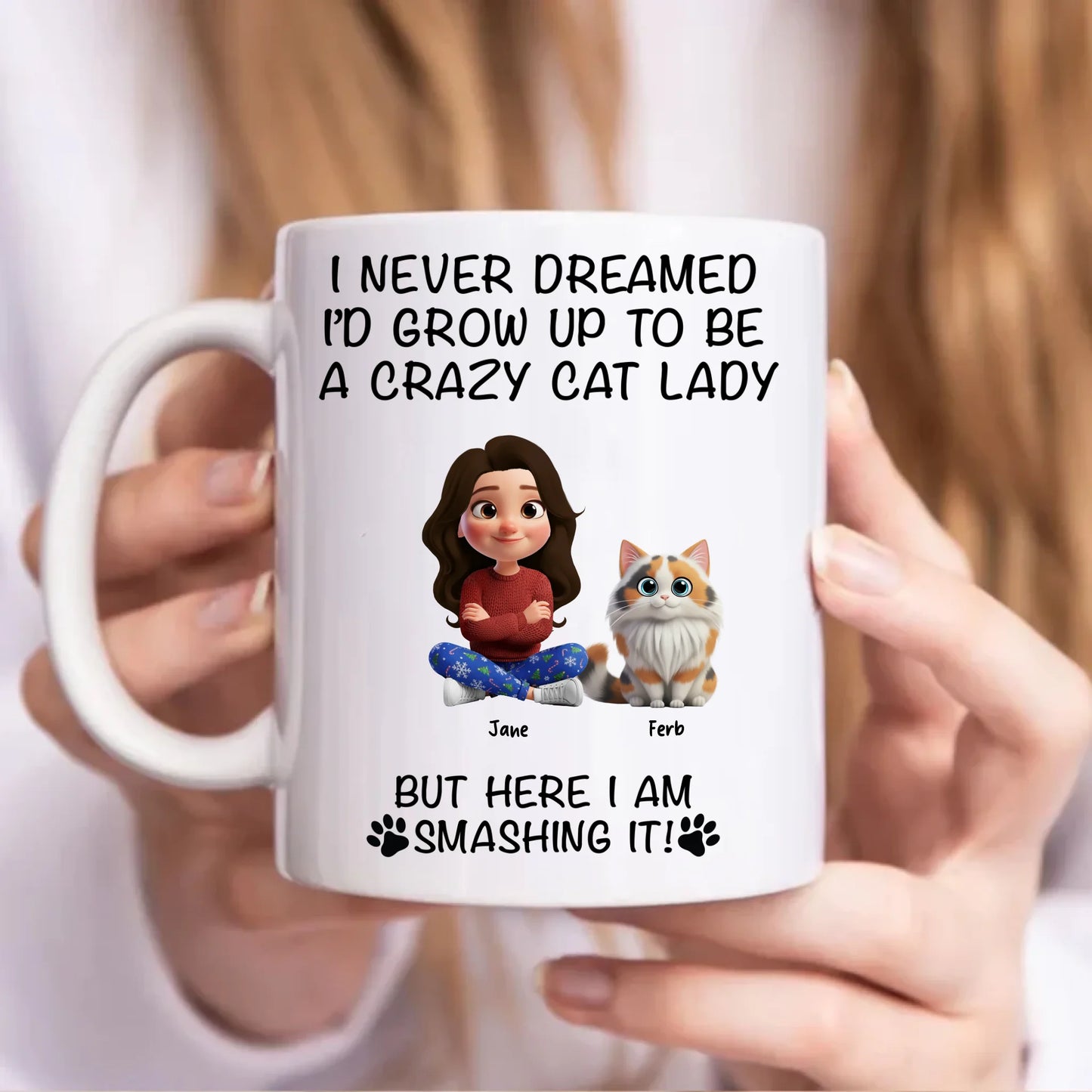 Crazy Cat Lady, Smashing It! Personalised Mug