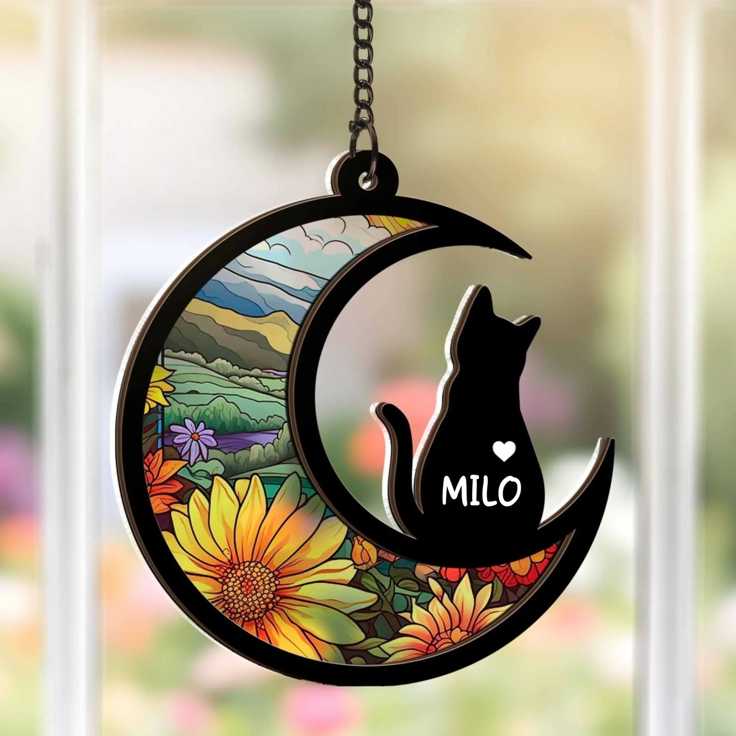 Personalised Cat Memorial Hanging Suncatcher