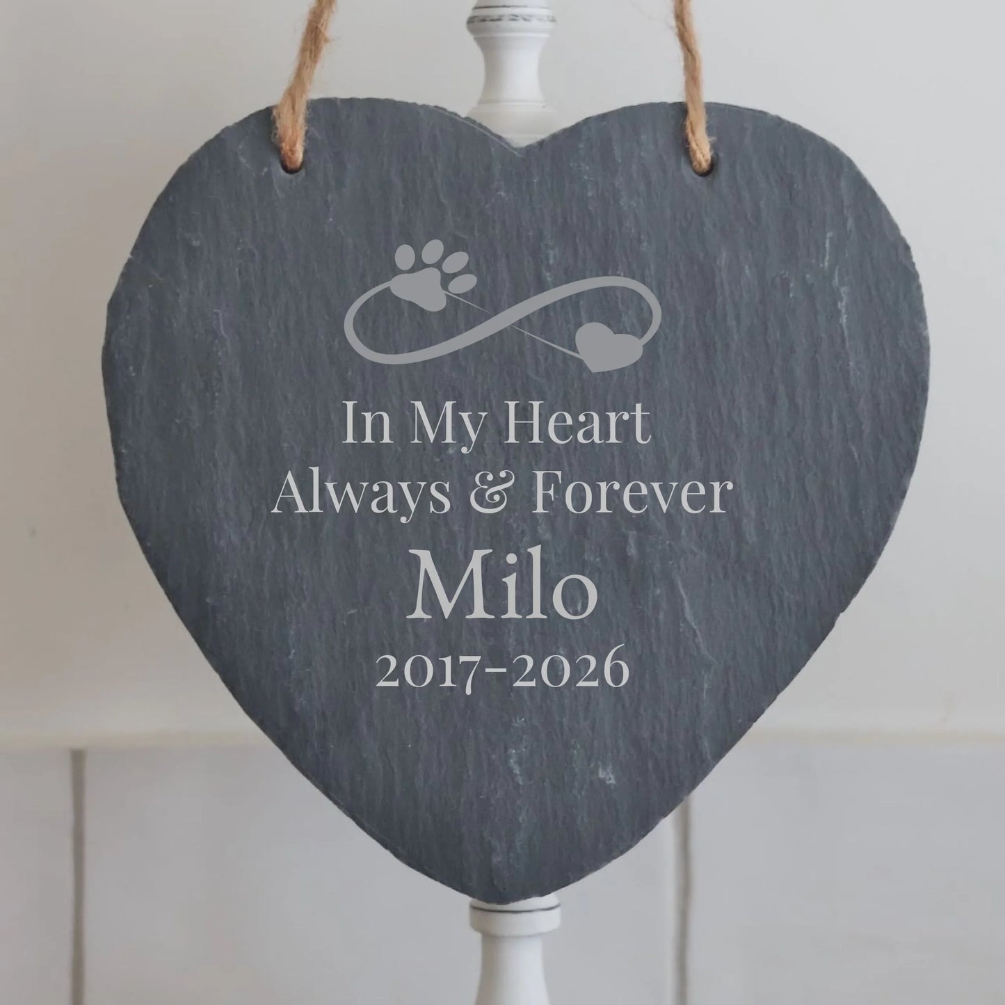 Memorial In My Heart Pet Slate Hanging Heart