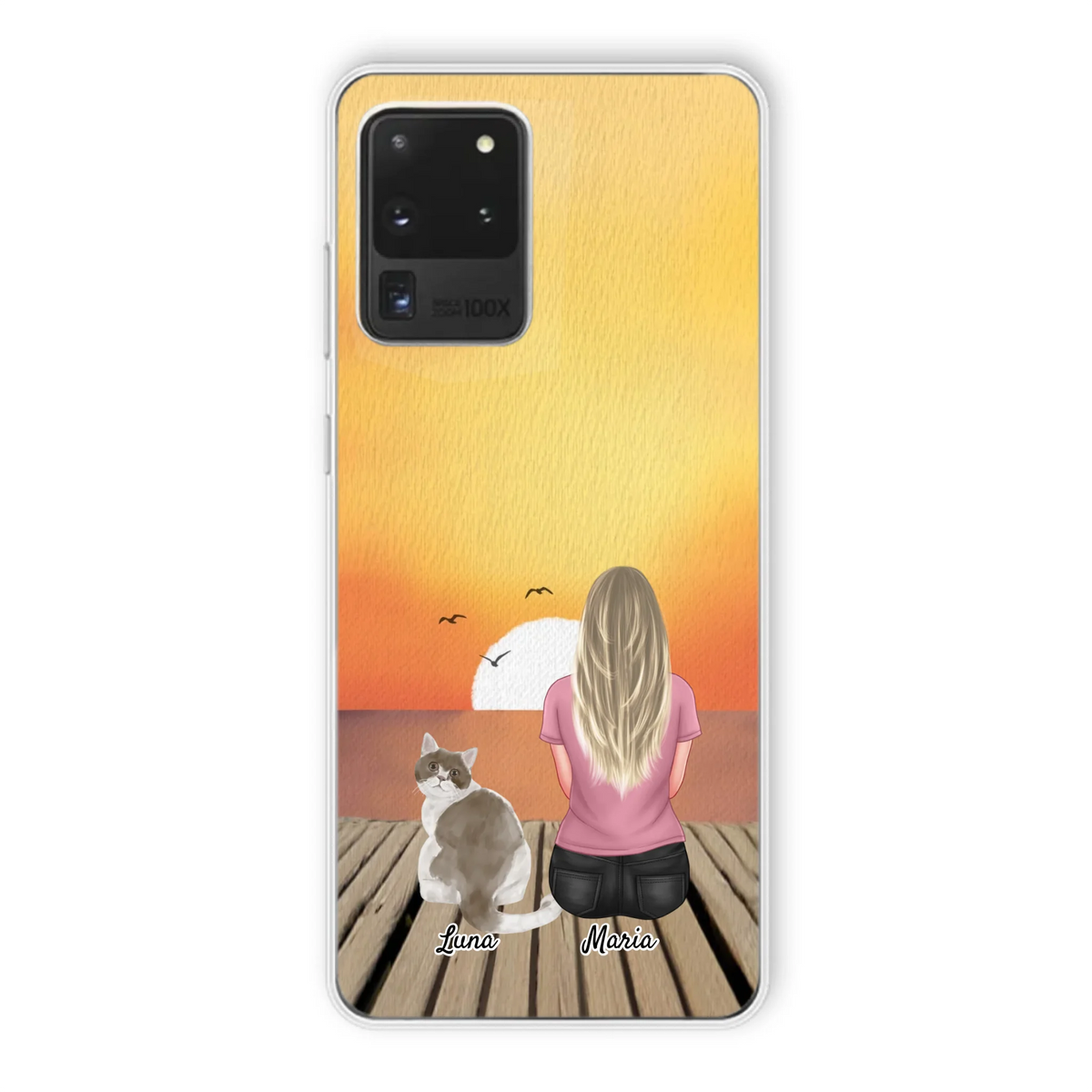 Personalised Cat & Cat Mum Watercolour style Phone Case