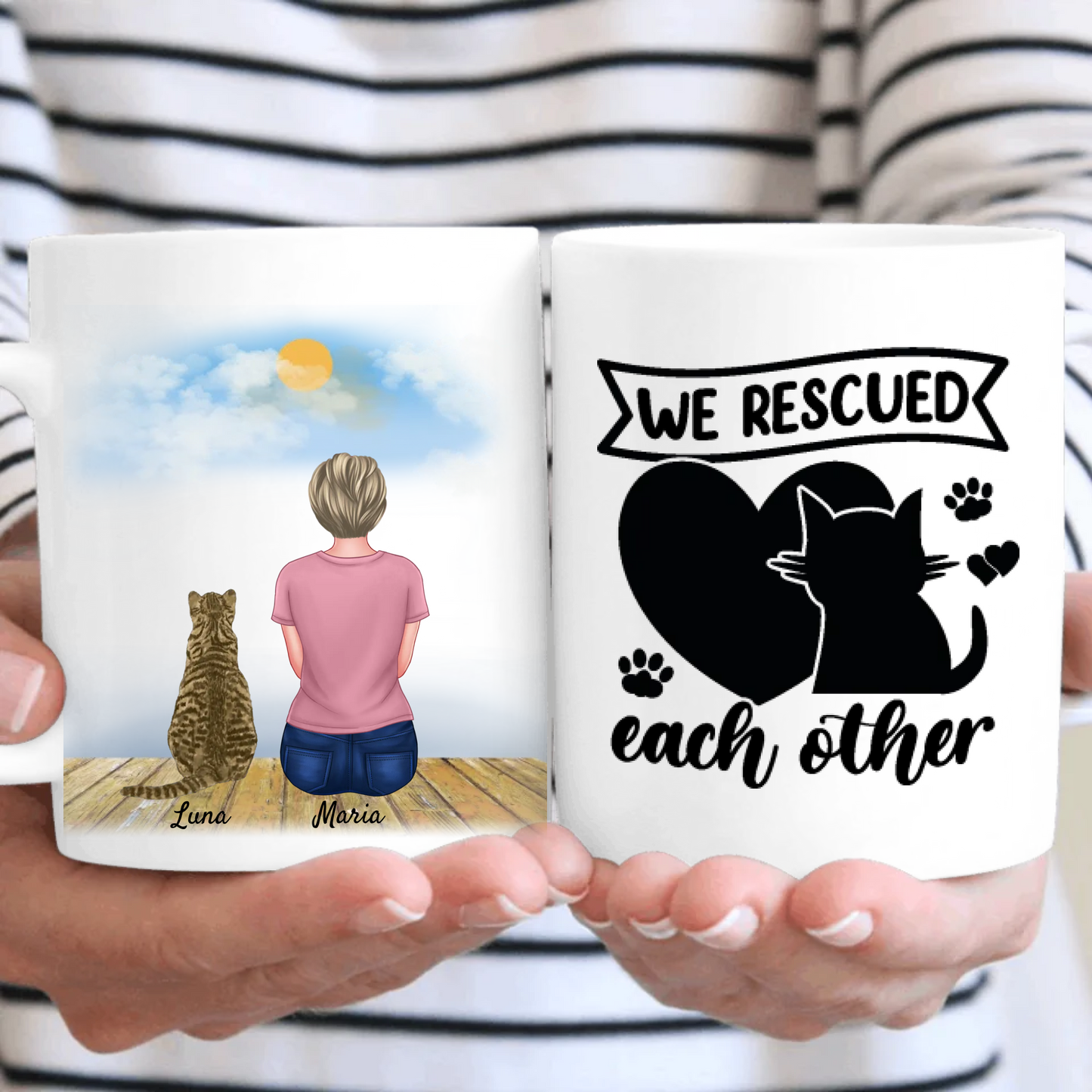 We Rescued Each Other Personalised Cat Mug