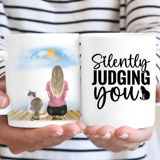 Personalised Silently Judging You Cat Mug