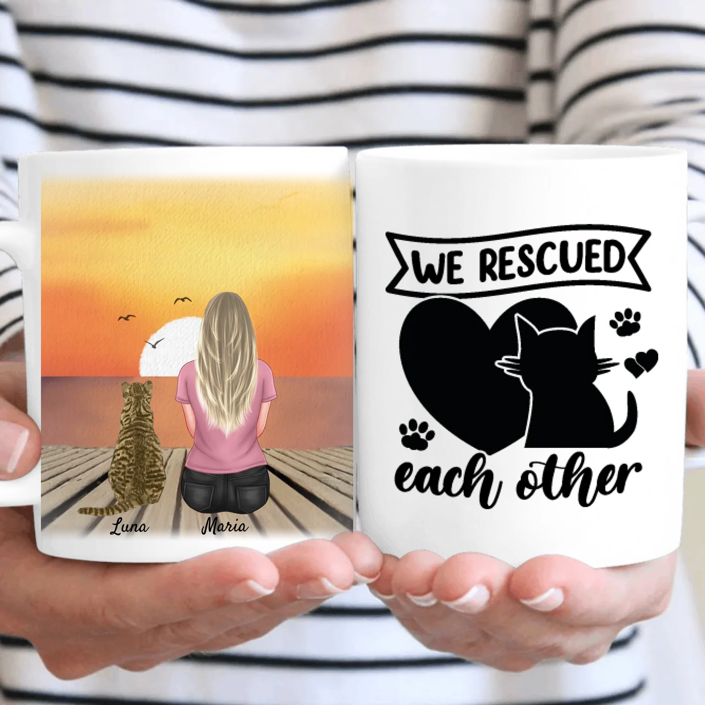 We Rescued Each Other Personalised Cat Mug