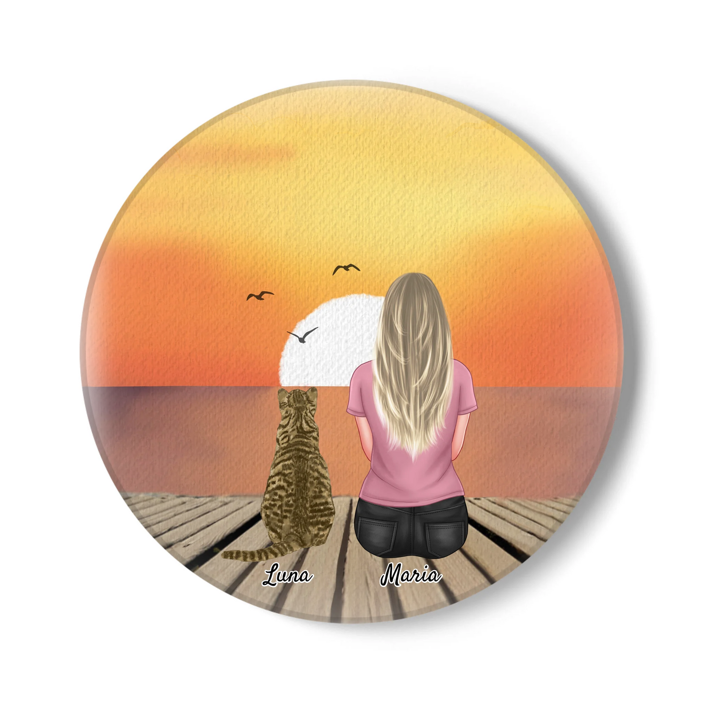 Personalised Cat Mum Round Ceramic Coaster