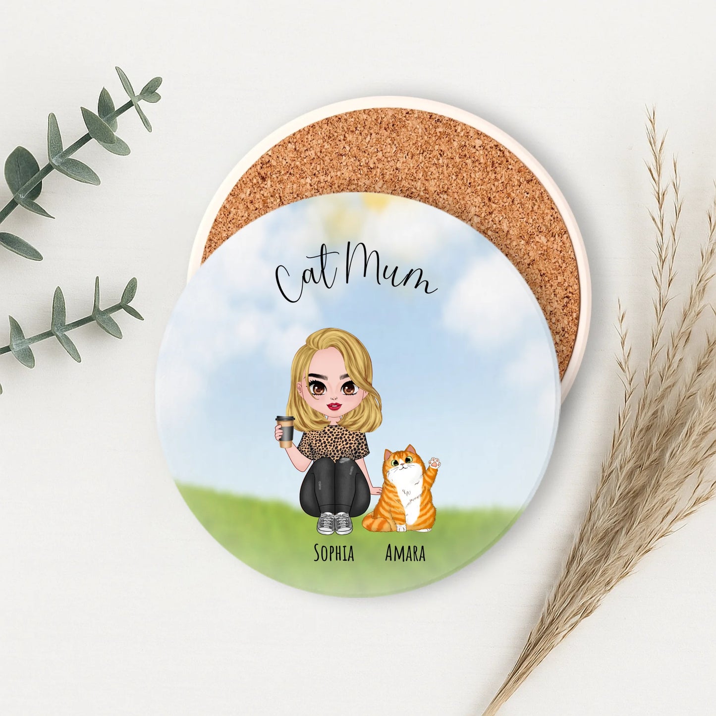 Cat Mum Personalised Coaster