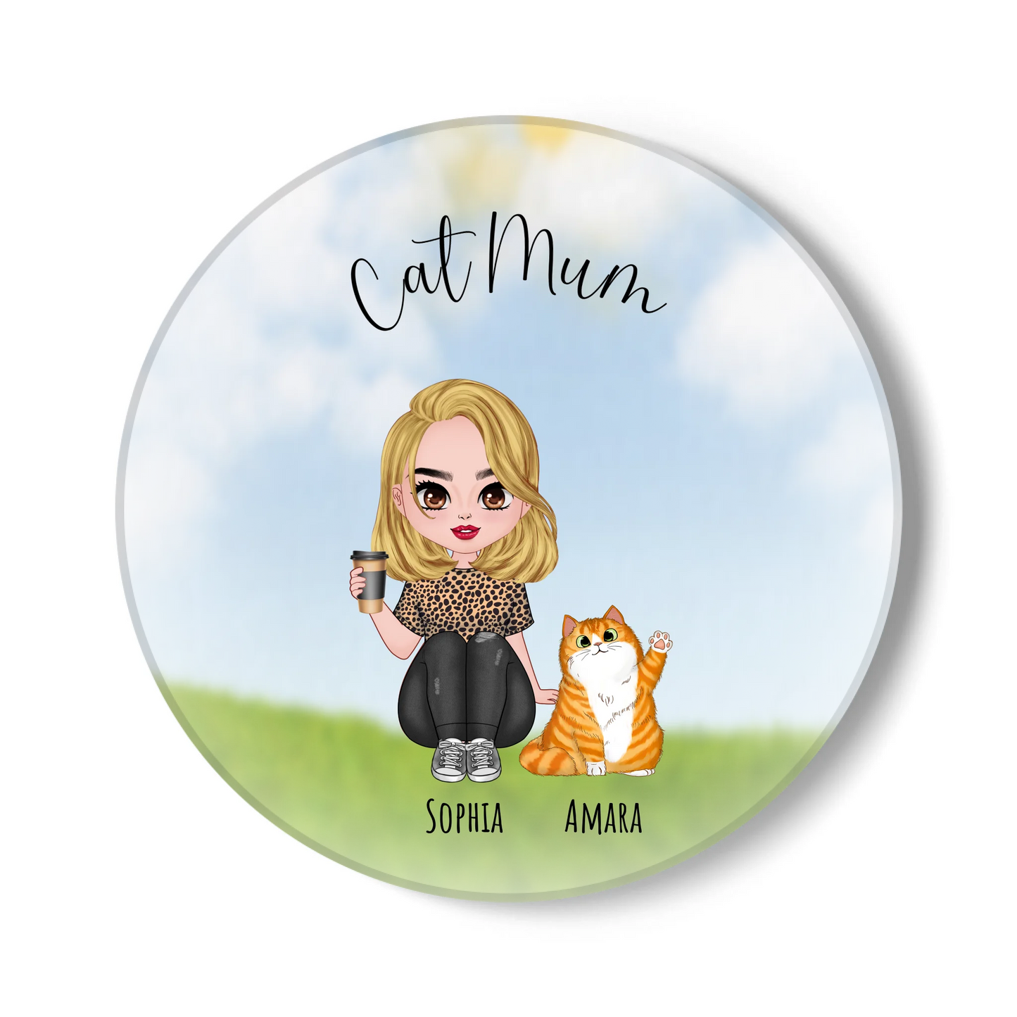 Cat Mum Personalised Coaster