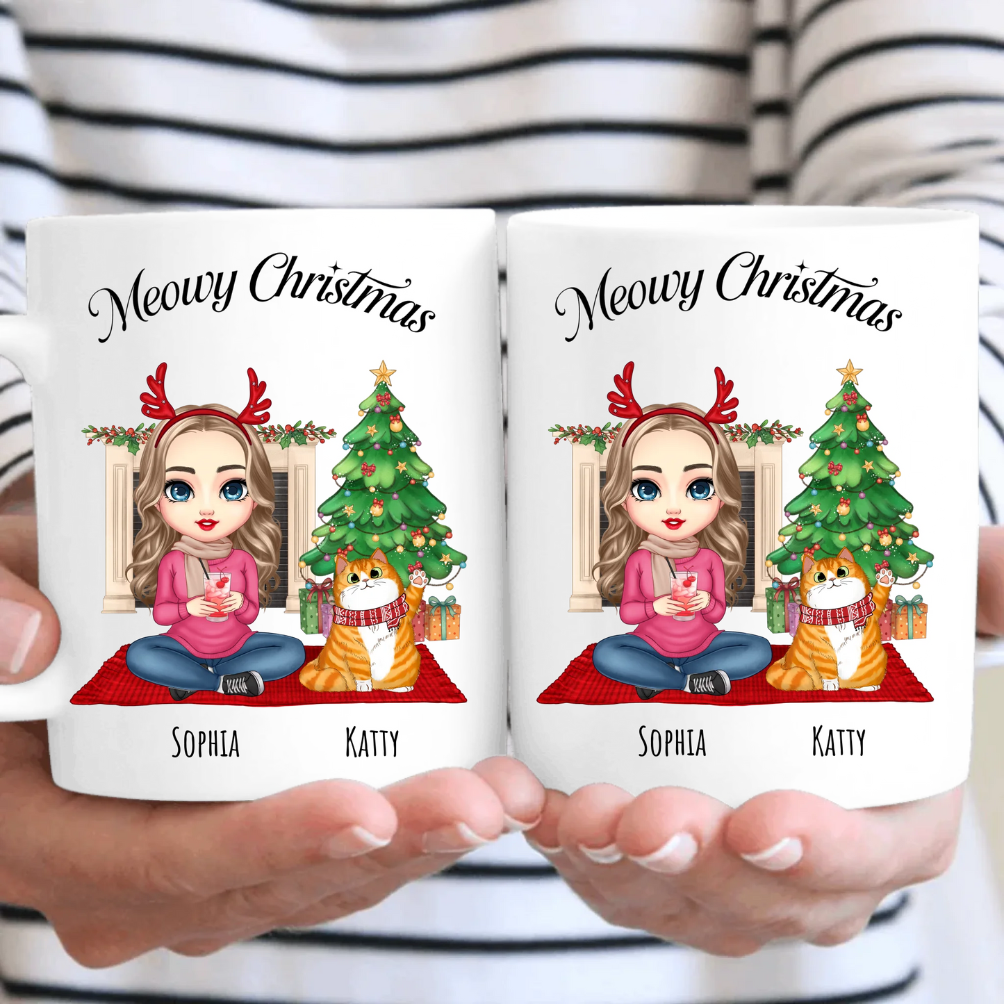 Meowy Christmas Personalised Cat Mug