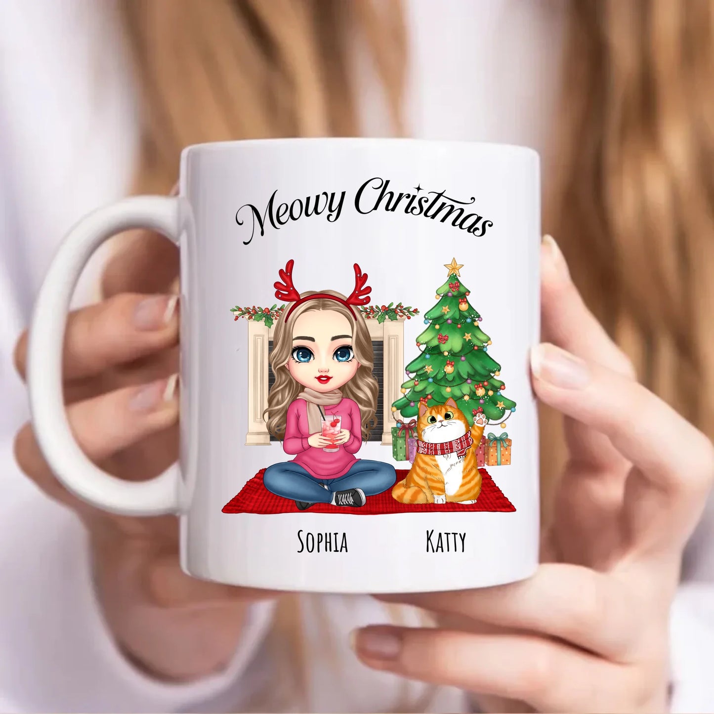 Meowy Christmas Personalised Cat Mug