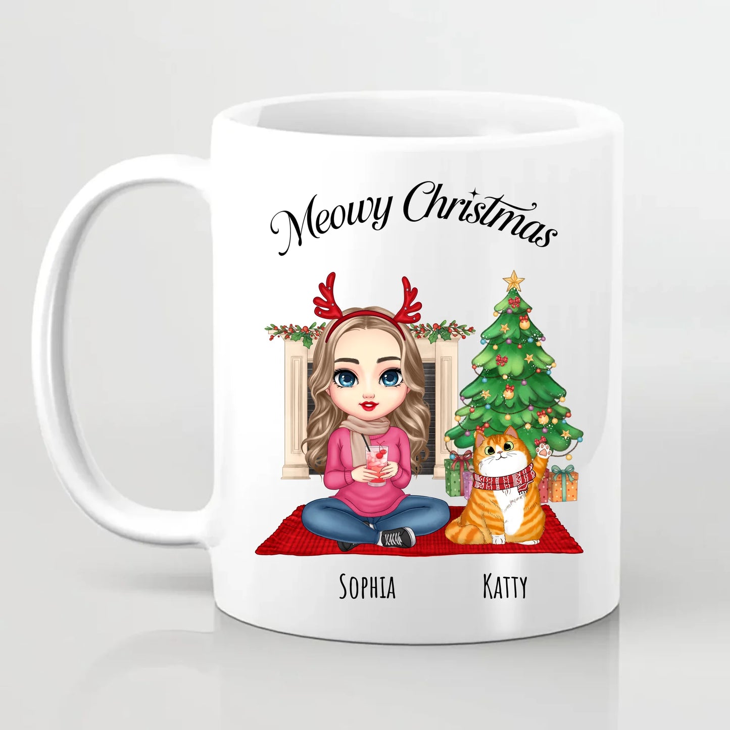 Meowy Christmas Personalised Cat Mug
