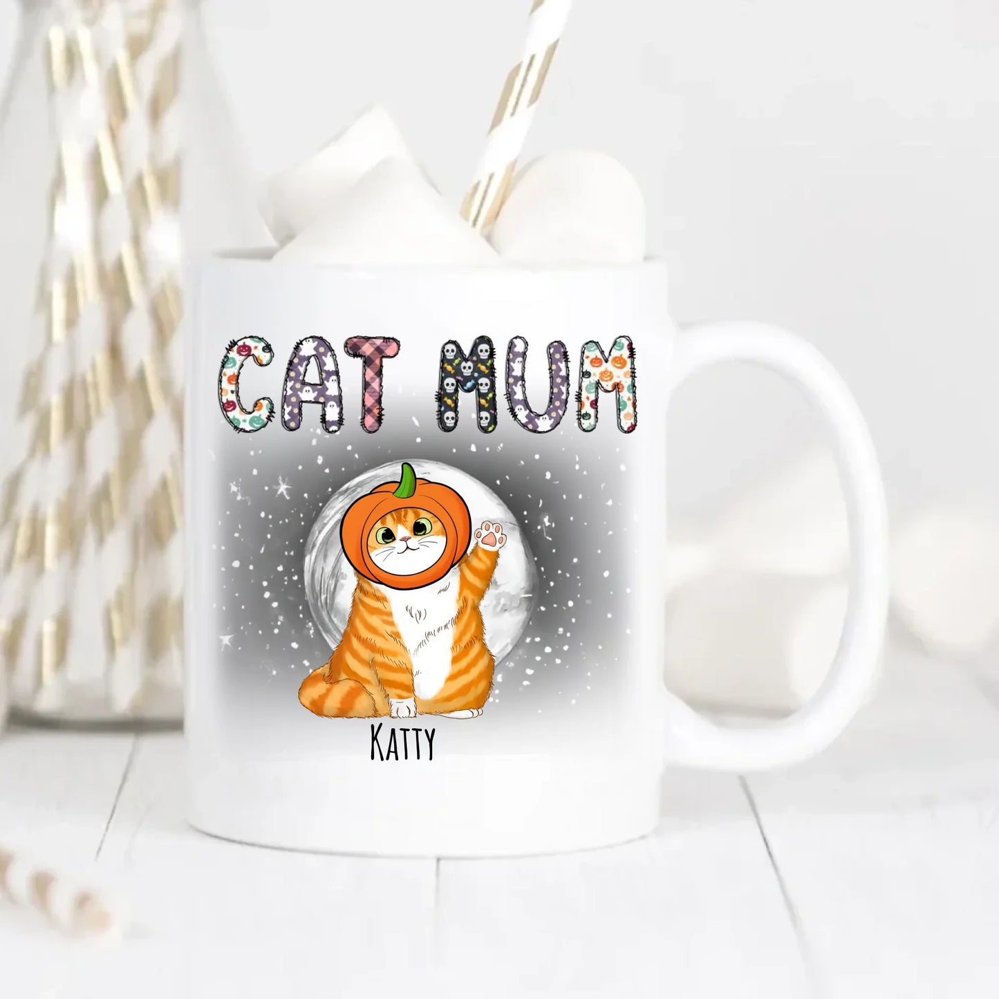 Halloween Cat Mum Personalised Halloween Mug