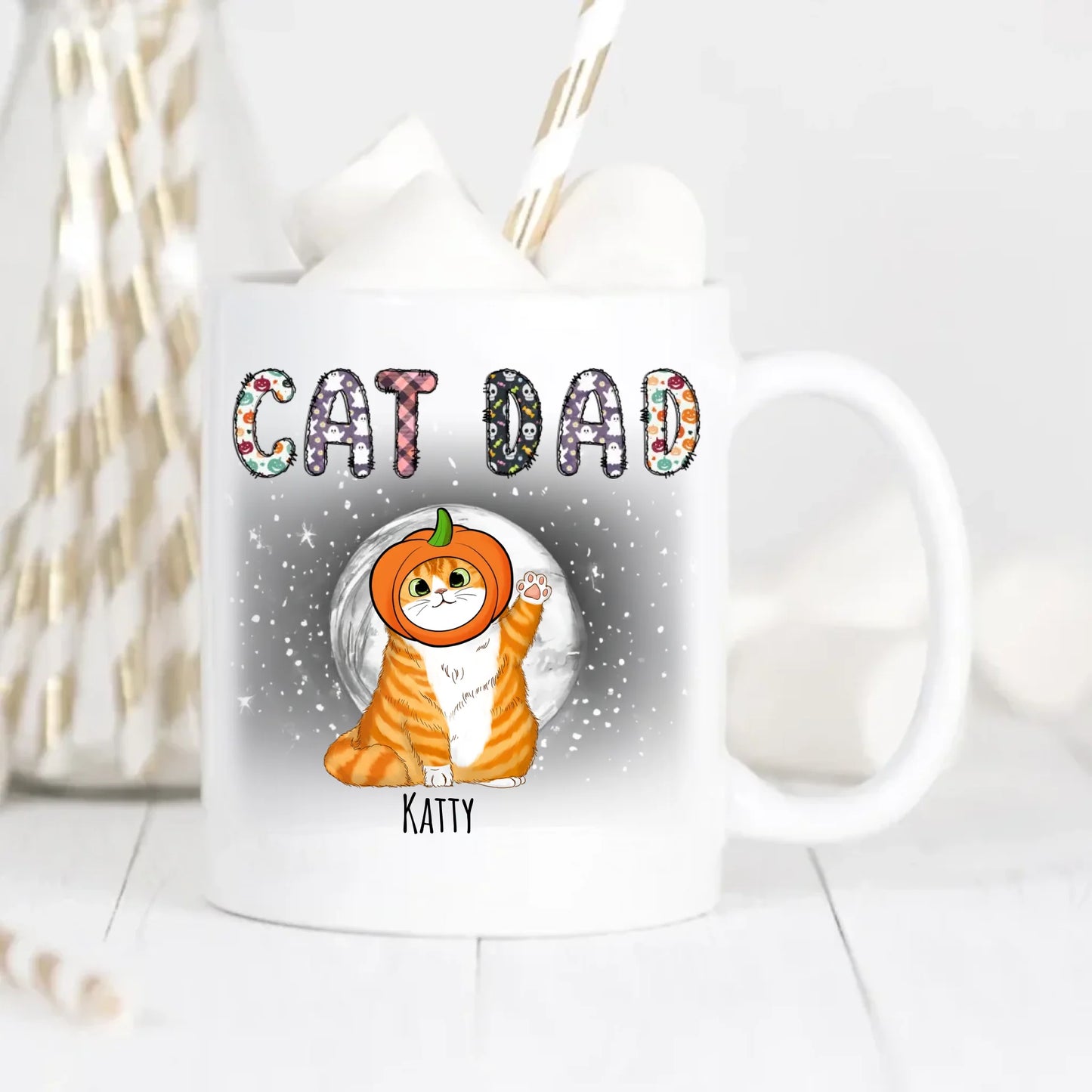 Halloween Cat Dad Personalised Halloween Mug