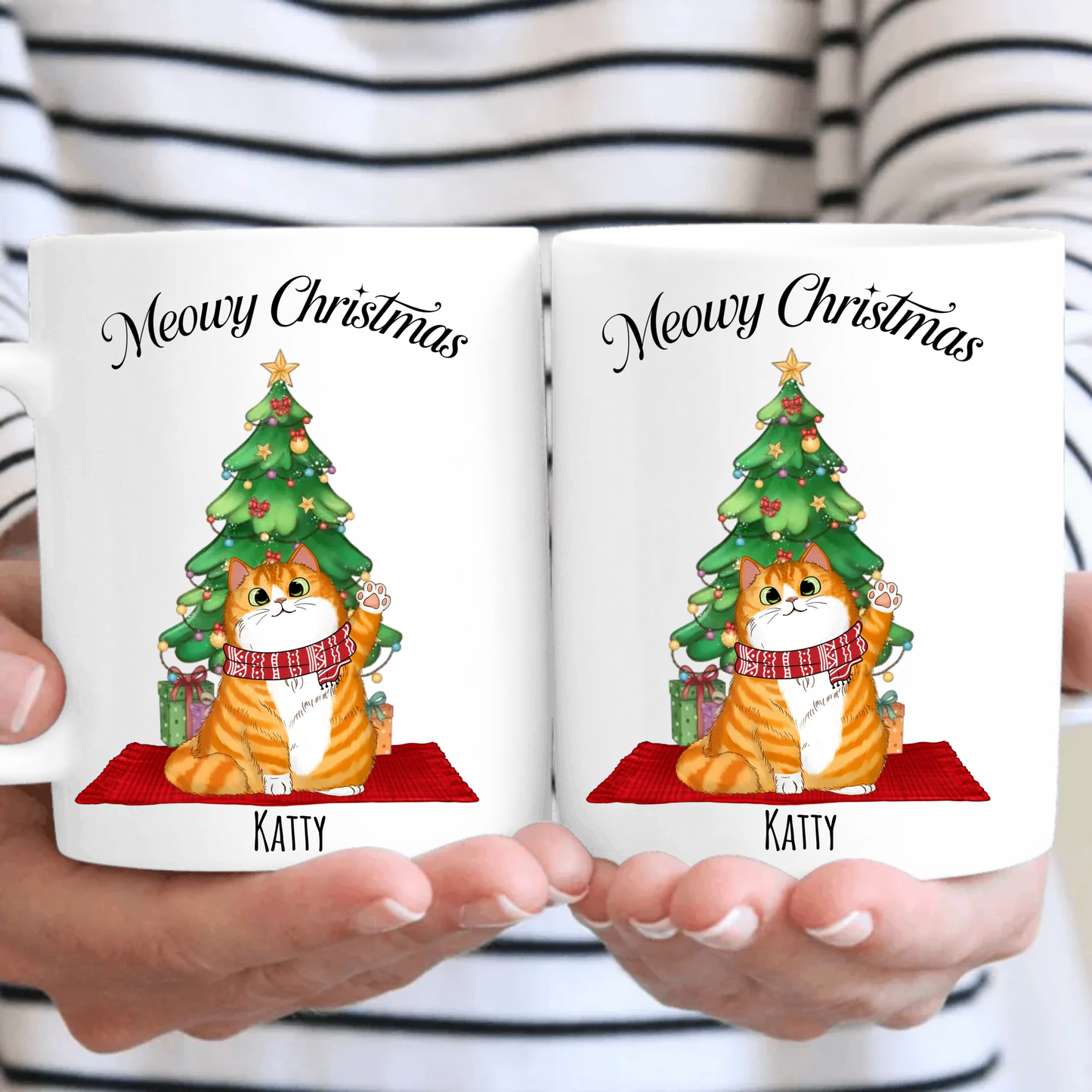 Meowy Christmas Cats Personalised Cat Mug