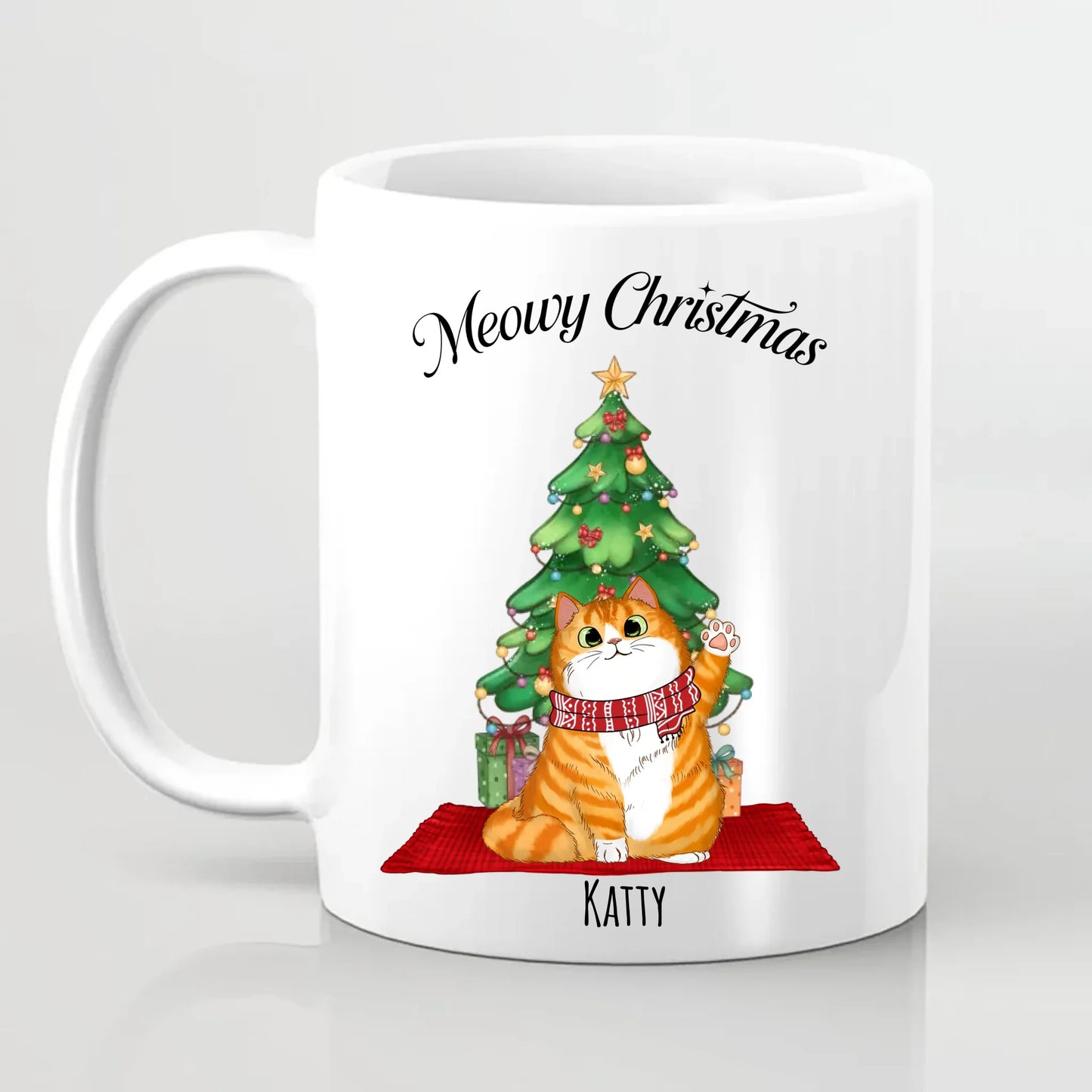 Meowy Christmas Cats Personalised Cat Mug