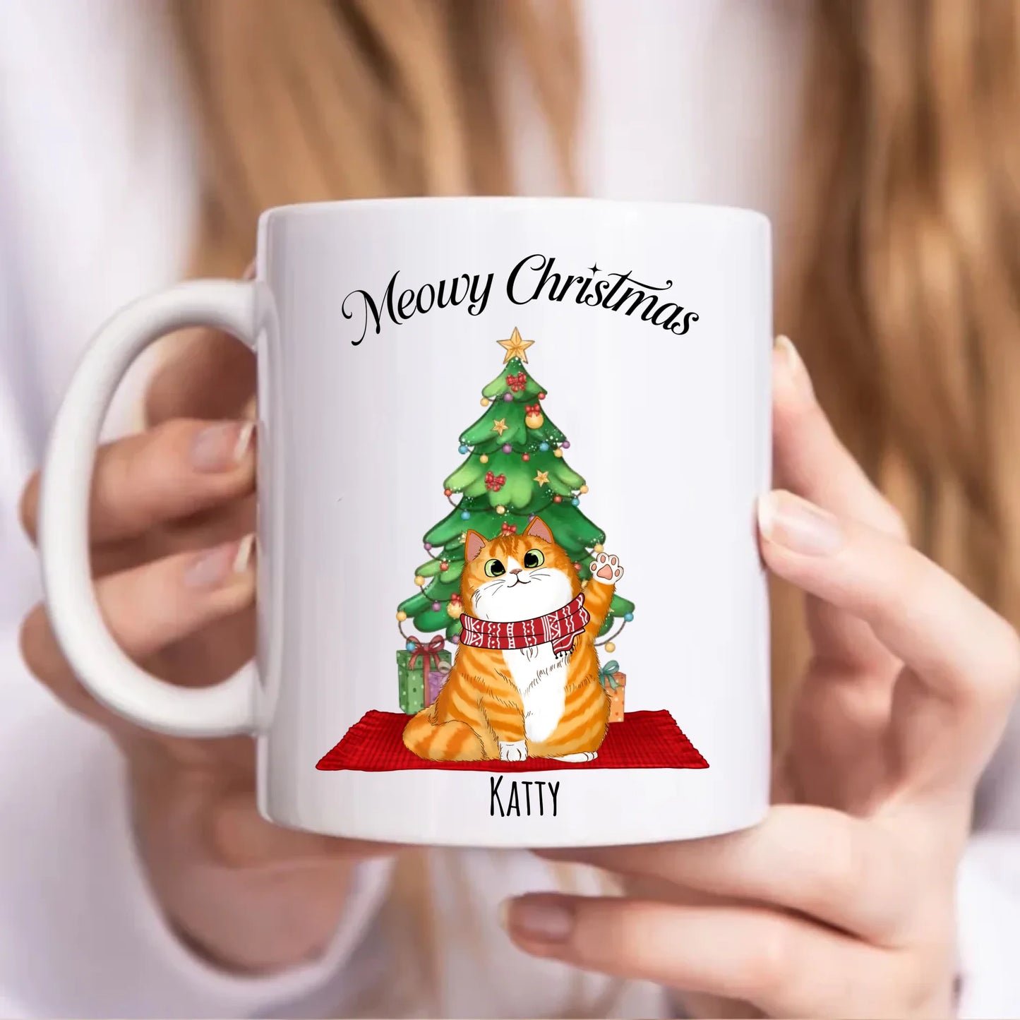 Meowy Christmas Cats Personalised Cat Mug