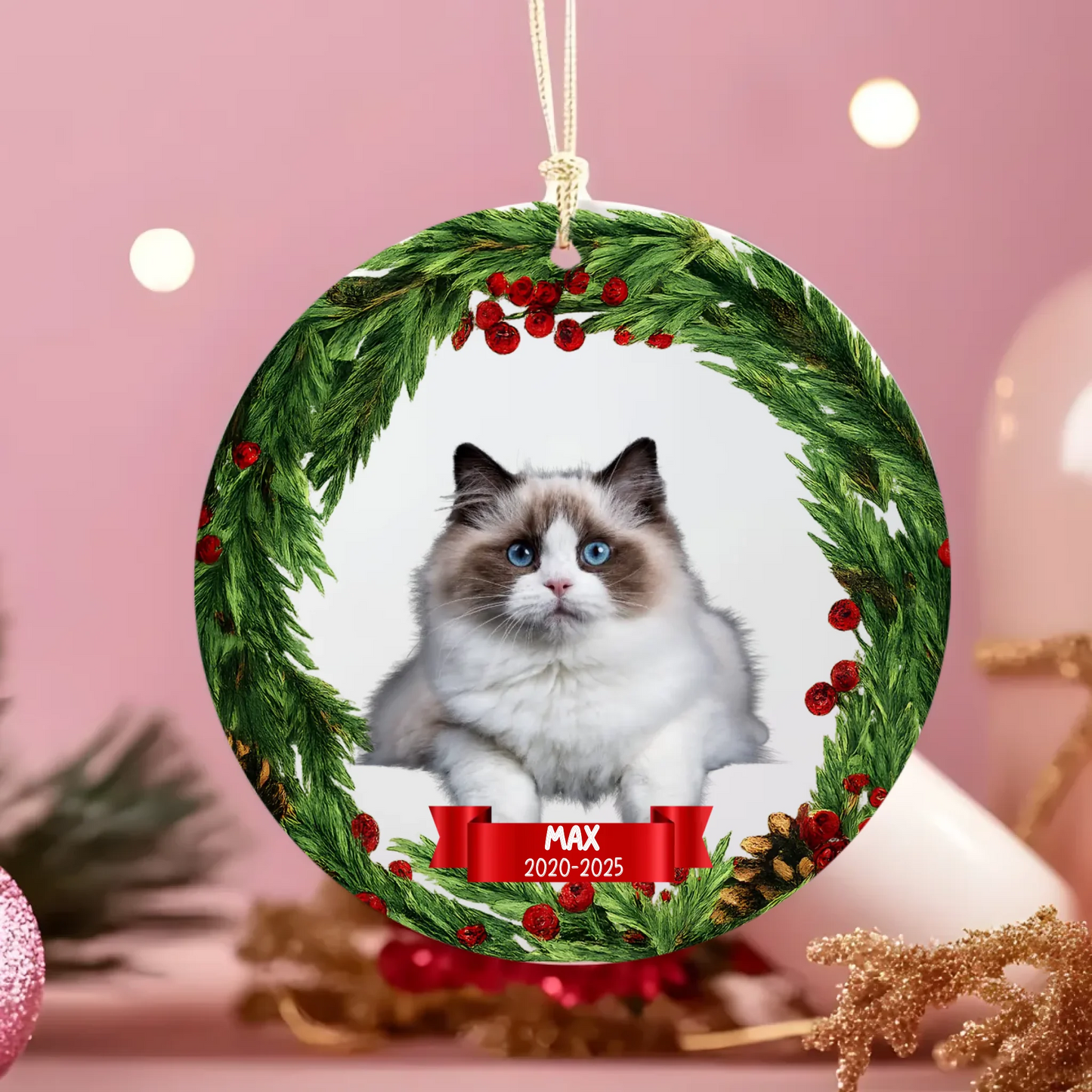 In Loving Memory Pet Photo Personalised Round Hanging Ceramic