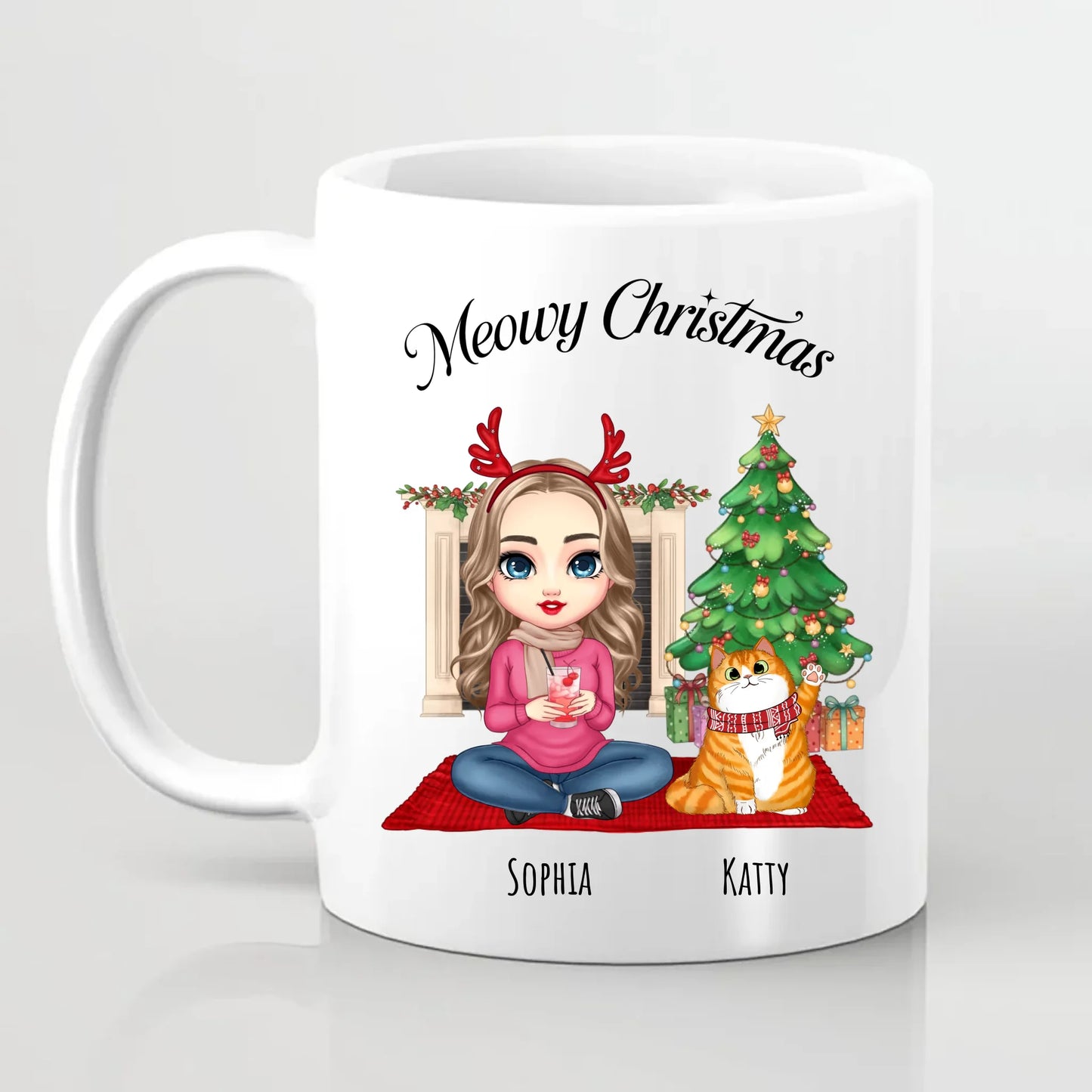 Meowy Christmas Personalised Cat Mug