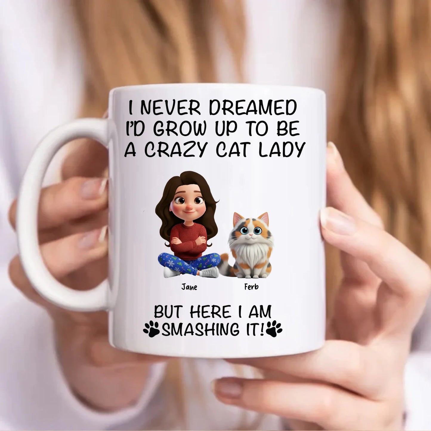 Crazy Cat Lady, Smashing It! Personalised Mug