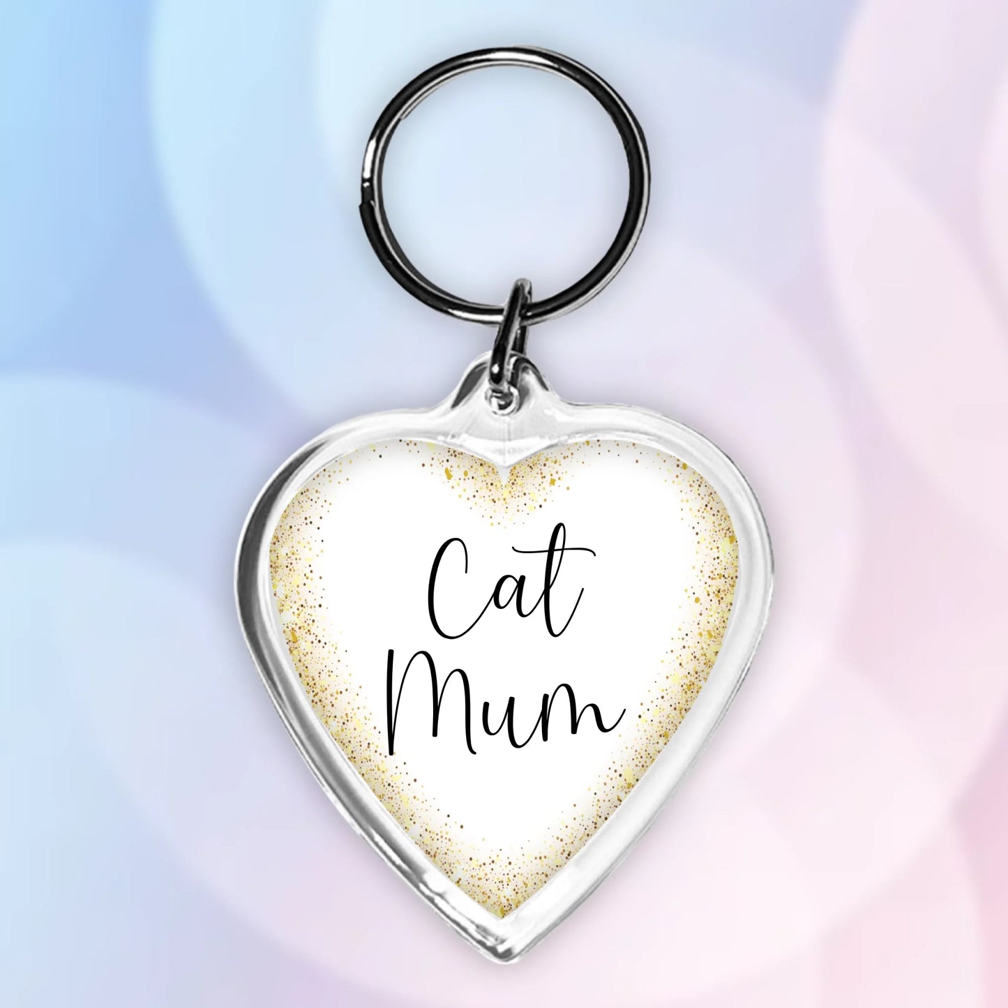 Personalised Cat Mum Heart Keyring