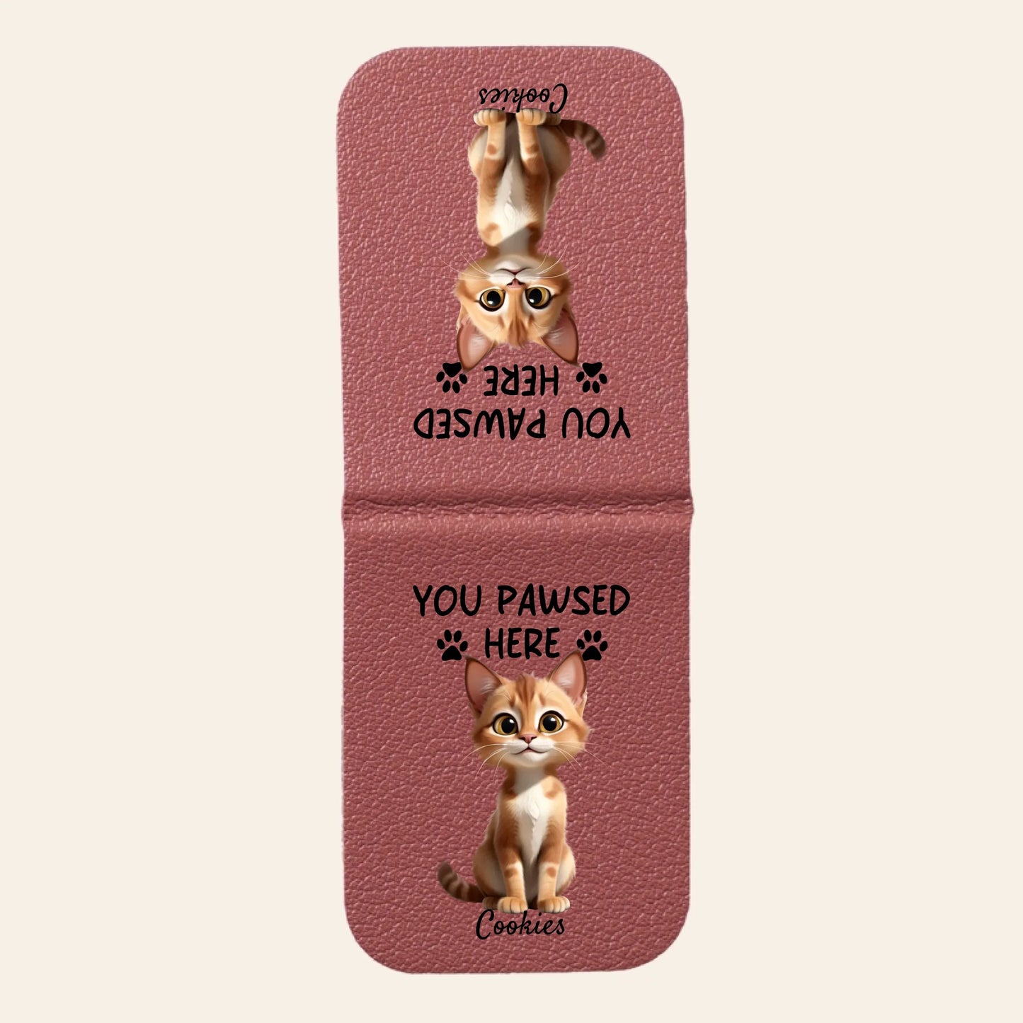 Faux Leather Personalised Cat Magnetic Bookmark