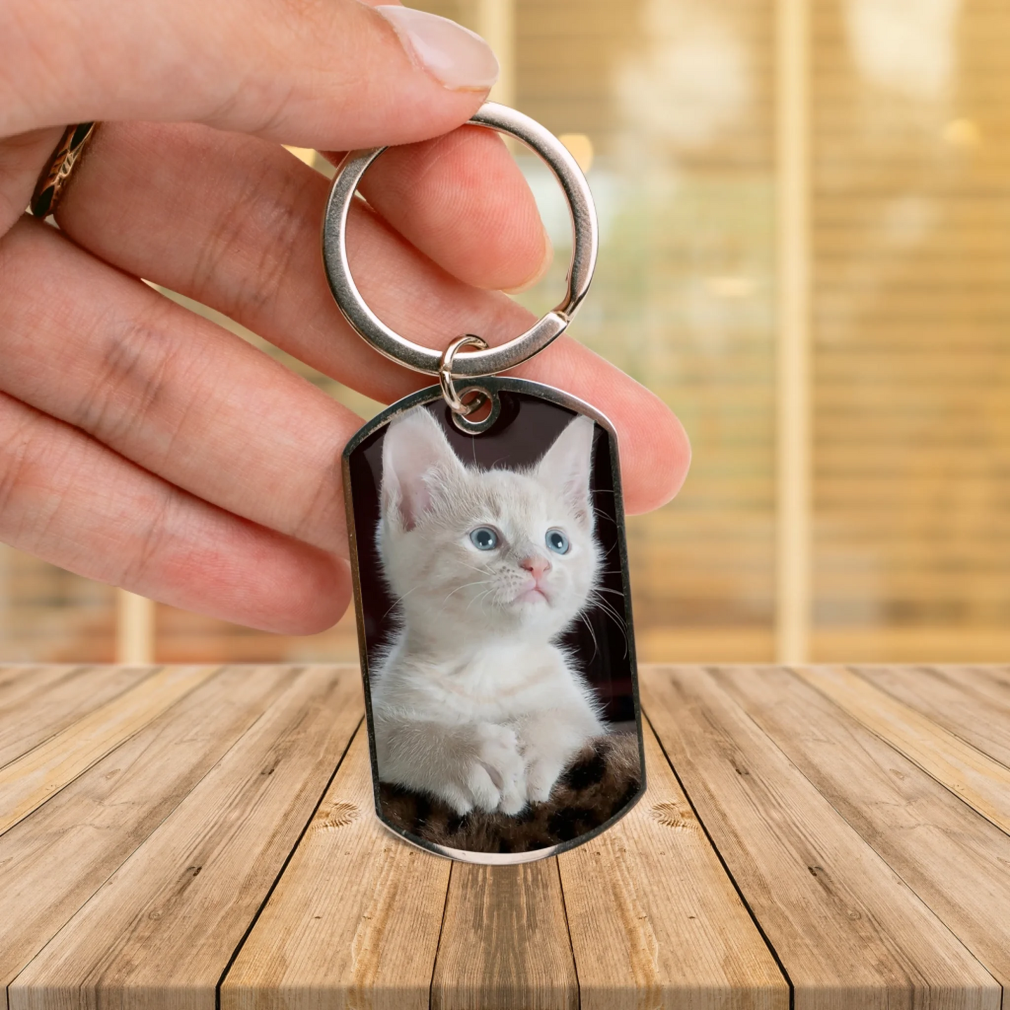 Personalised Cat Mum Quotes Pet Photo Keychain