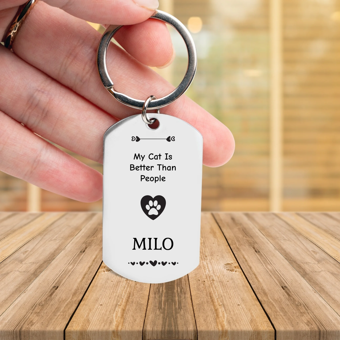 Personalised Cat Mum Quotes Pet Photo Keychain