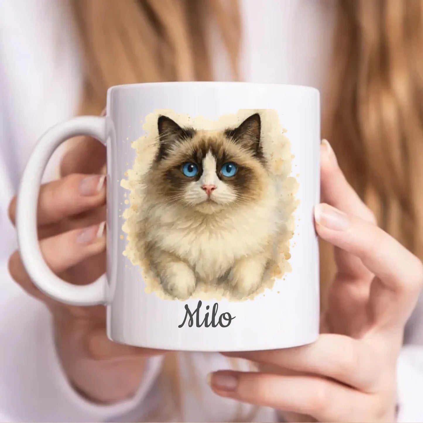 Personalised Photo Upload Pet Watercolour Mug