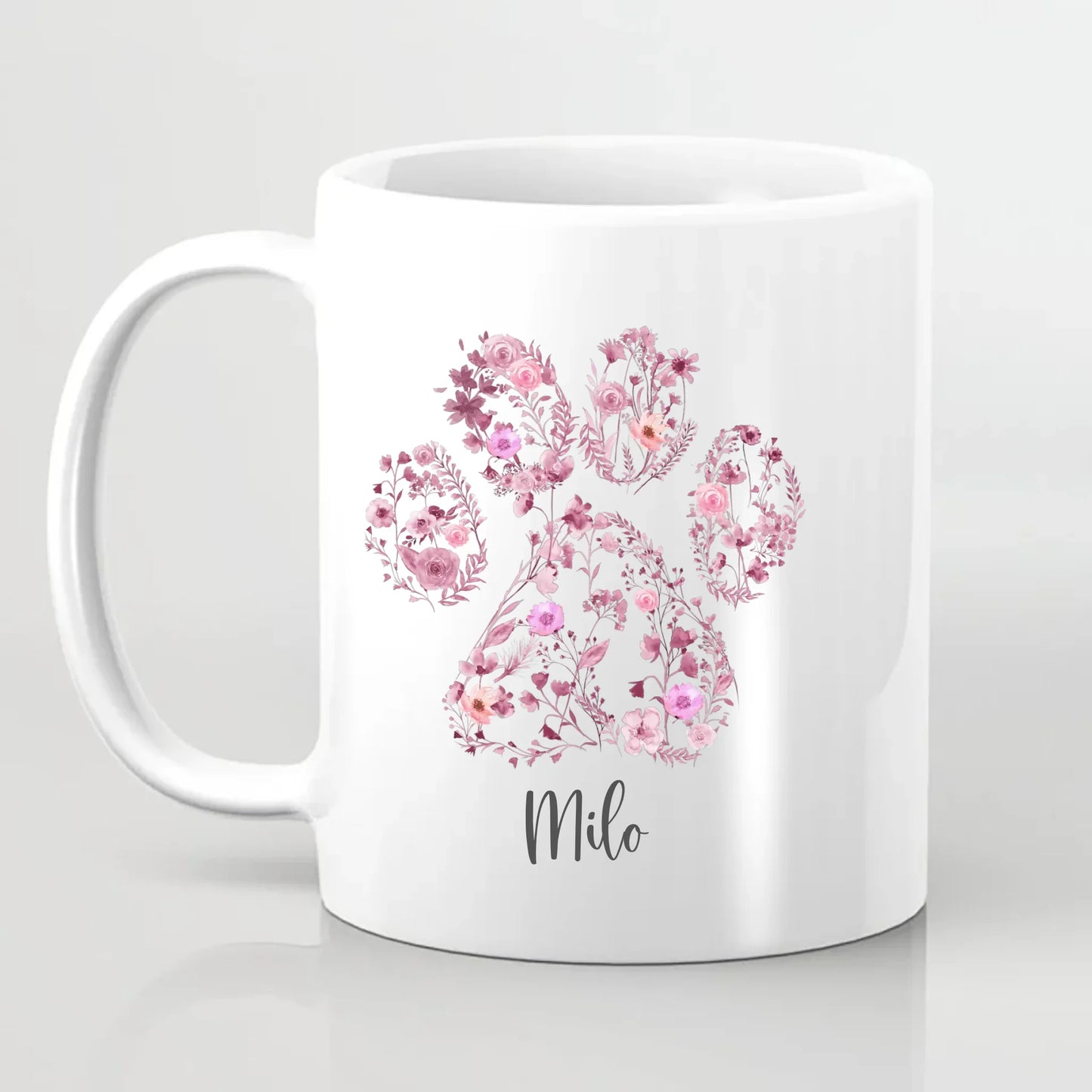 Floral Watercolour Paw Personalised Always In My Heart Mug