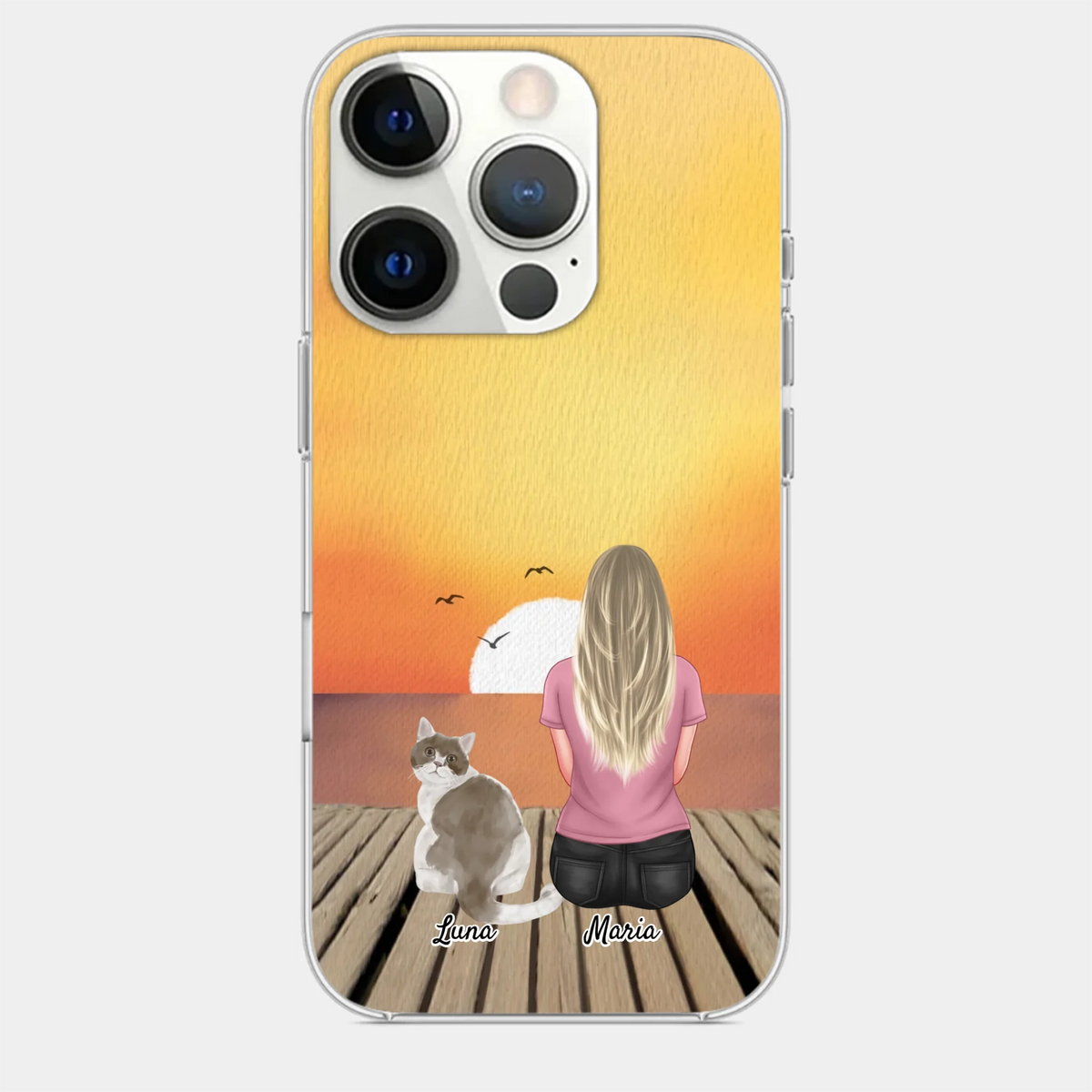 Personalised Cat & Cat Mum Watercolour style Phone Case