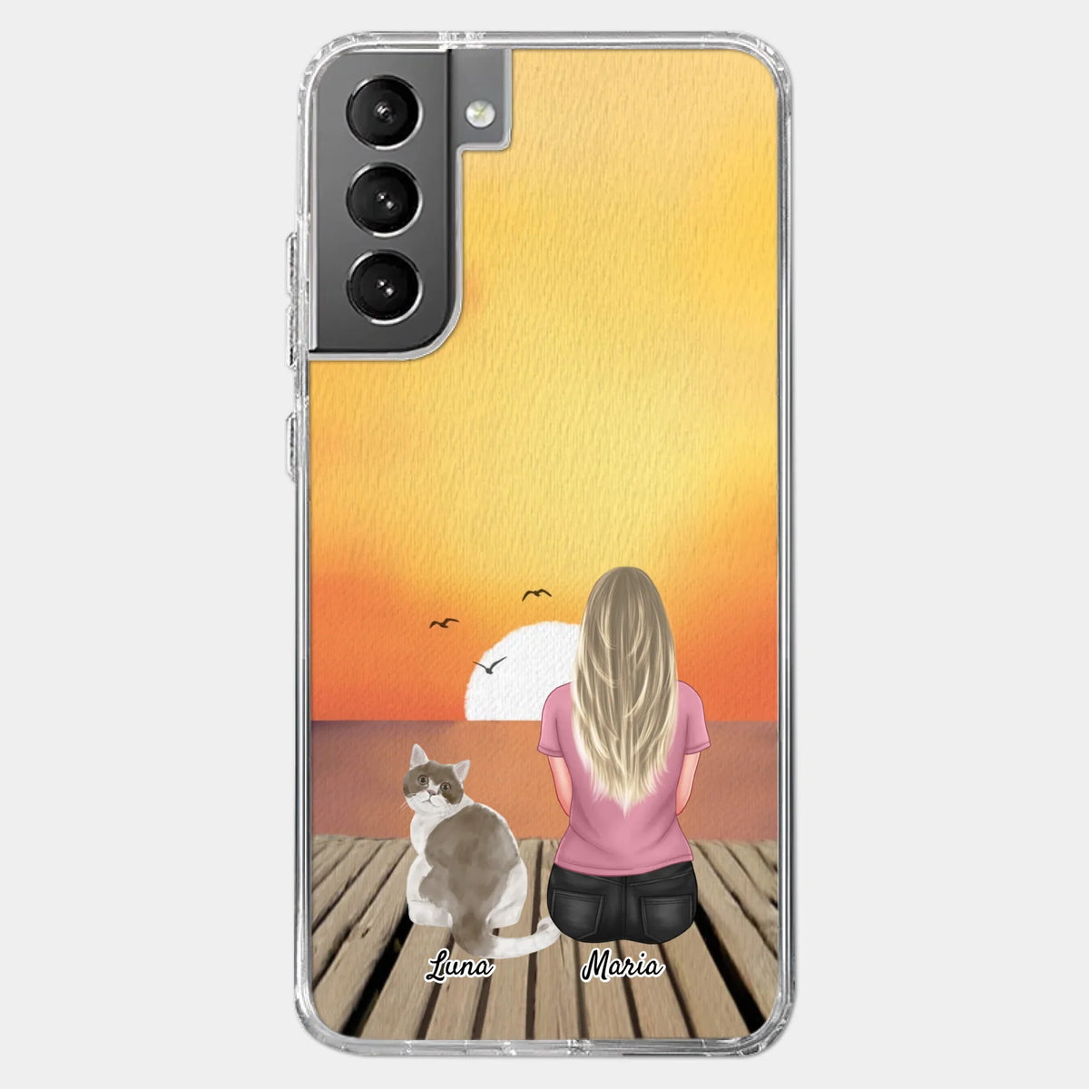 Personalised Cat & Cat Mum Watercolour style Phone Case