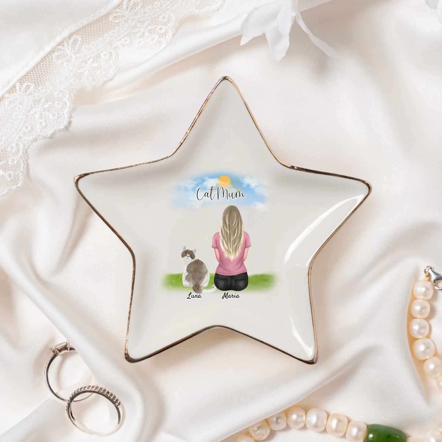Personalised Cat Mum Ceramic Jewellery Dish