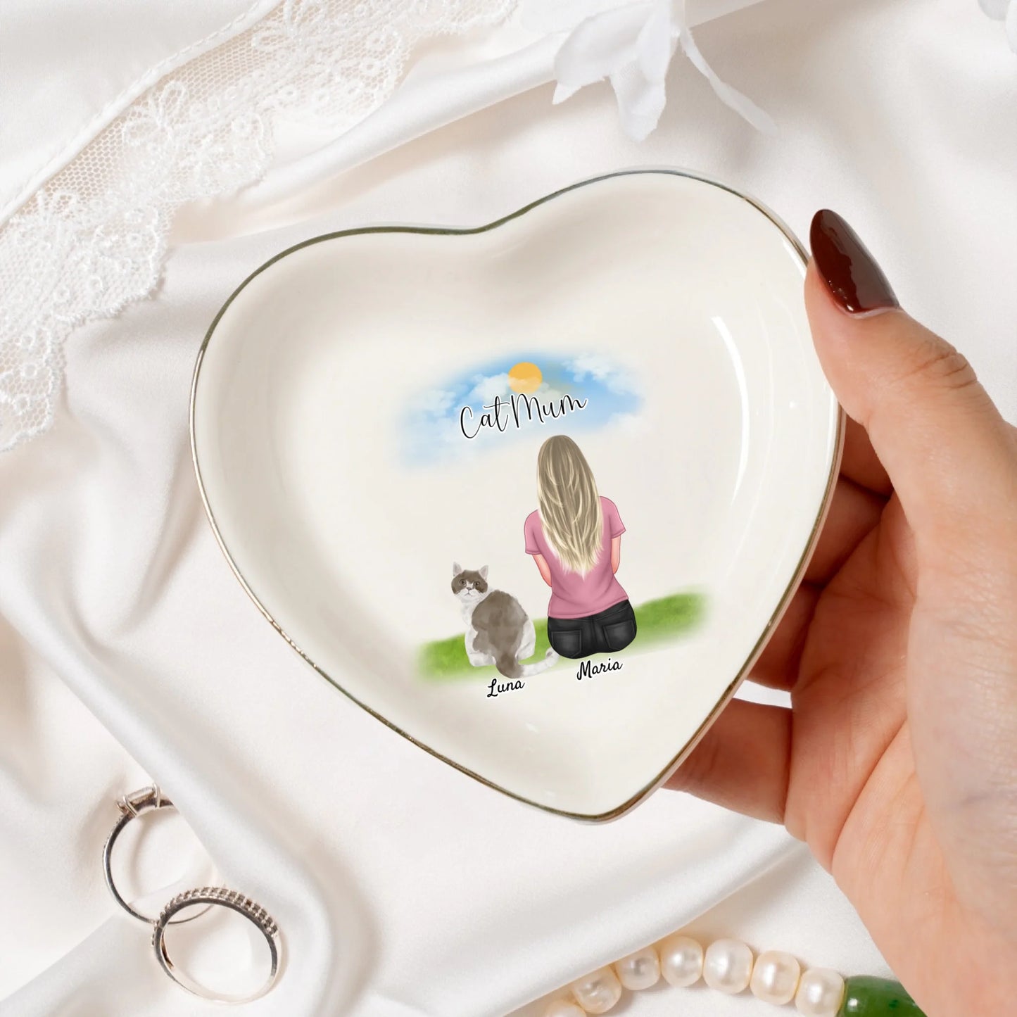 Personalised Cat Mum Ceramic Jewelry Dish